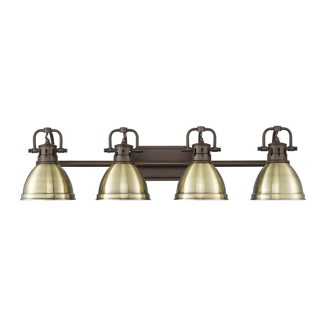 4-Light Bath Vanity In Rubbed Bronze With Aged Brass by Golden