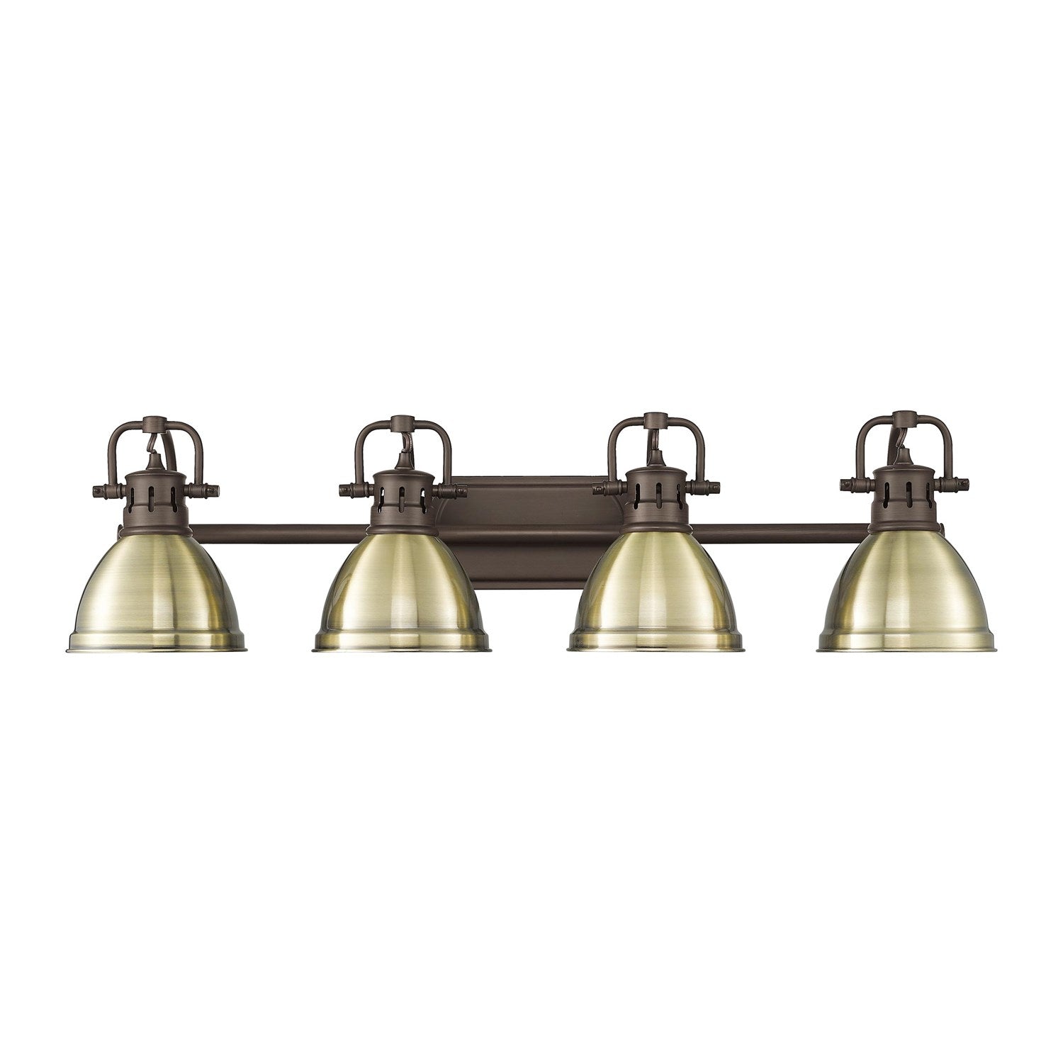 4-Light Bath Vanity In Rubbed Bronze With Aged Brass by Golden