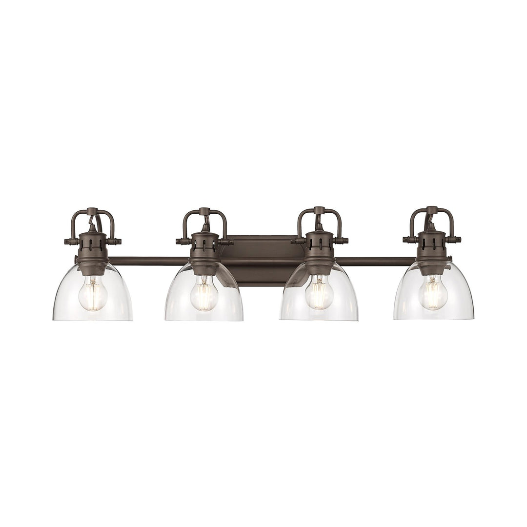 4-Light Bath Vanity In Rubbed Bronze With Clear Glass by Golden
