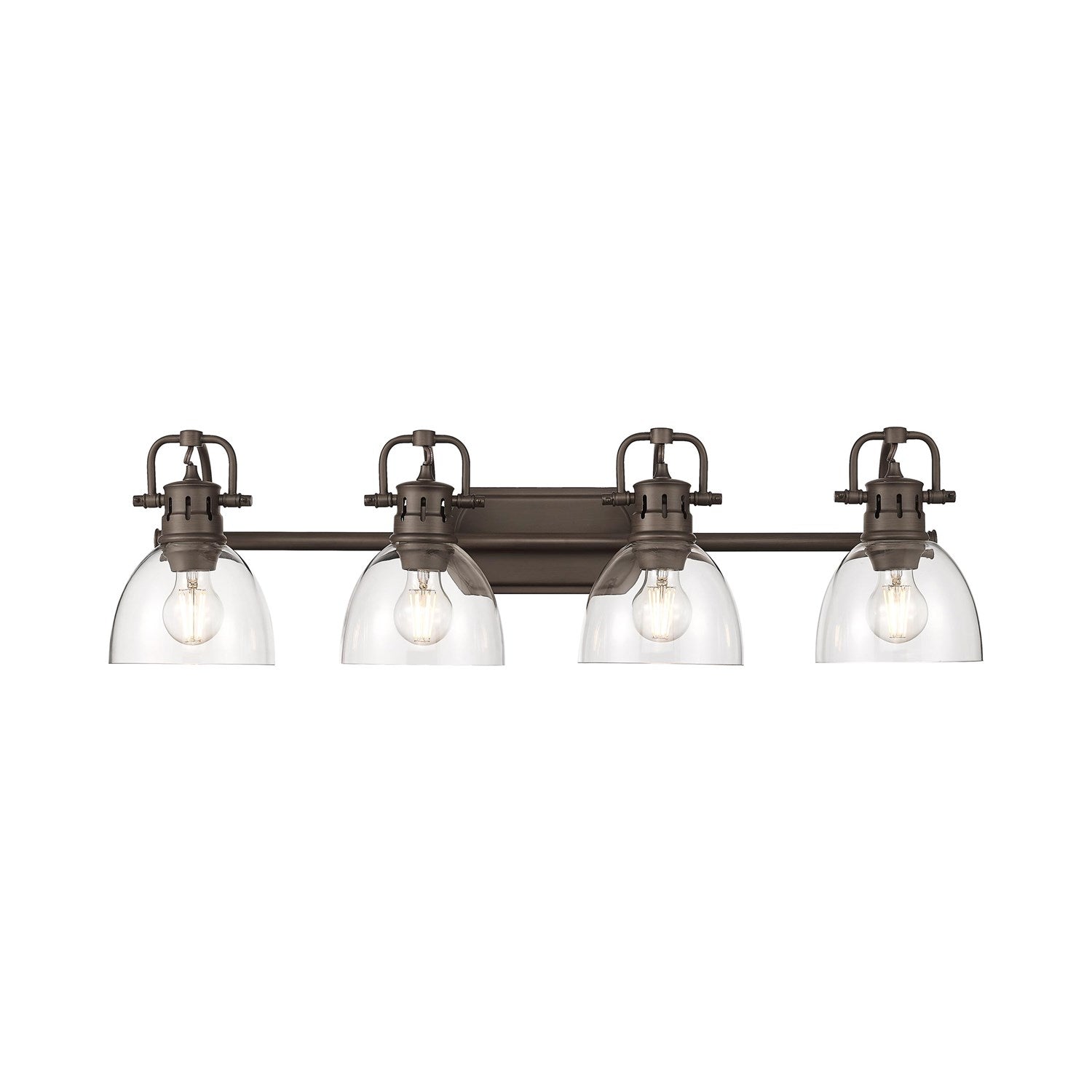4-Light Bath Vanity In Rubbed Bronze With Clear Glass by Golden