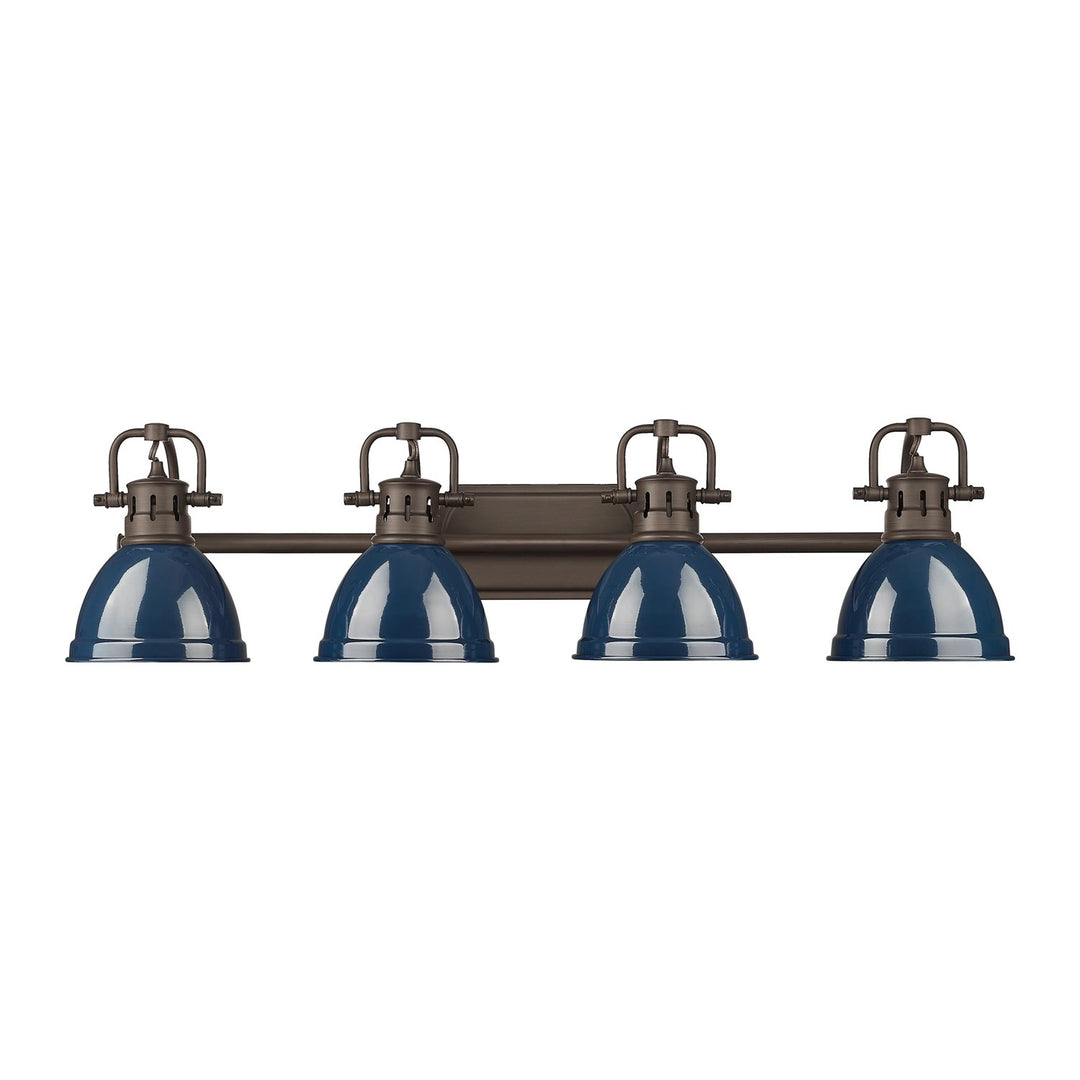 4-Light Bath Vanity In Rubbed Bronze With Matte Navy by Golden