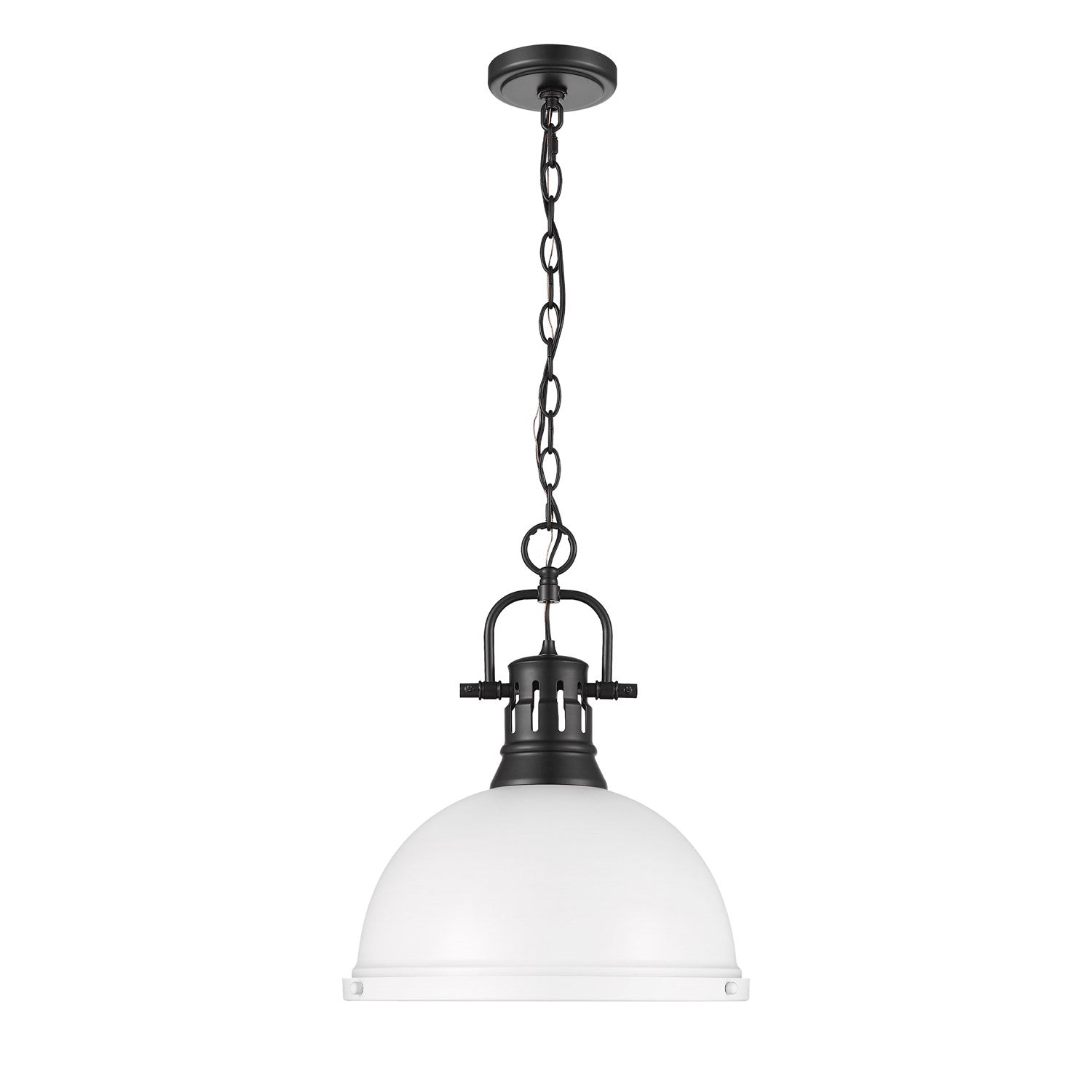 1-Light Pendant With Chain In Matte Black With Matte White by Golden