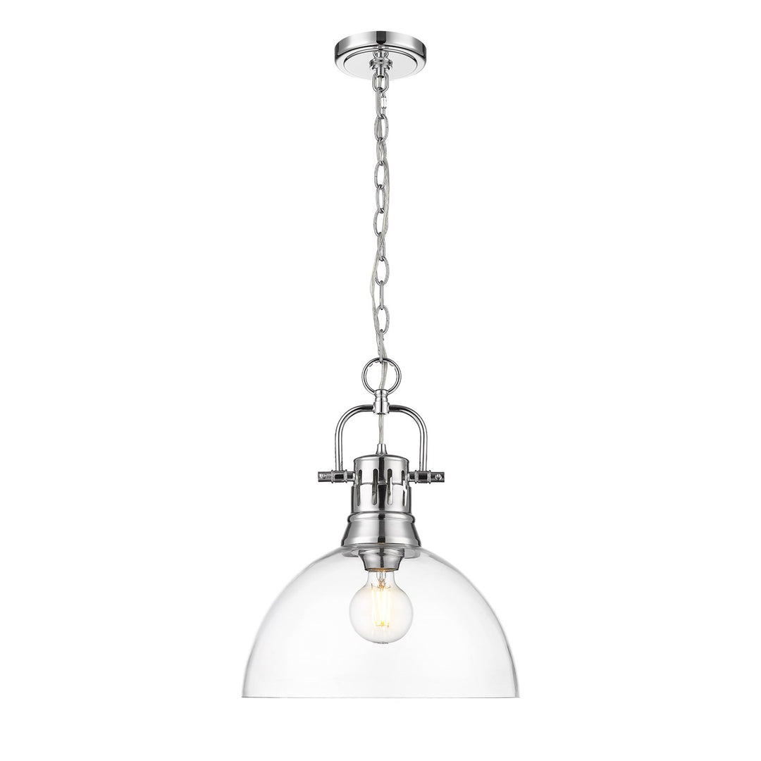 1-Light Pendant With Chain In Chrome With Clear Glass by Golden