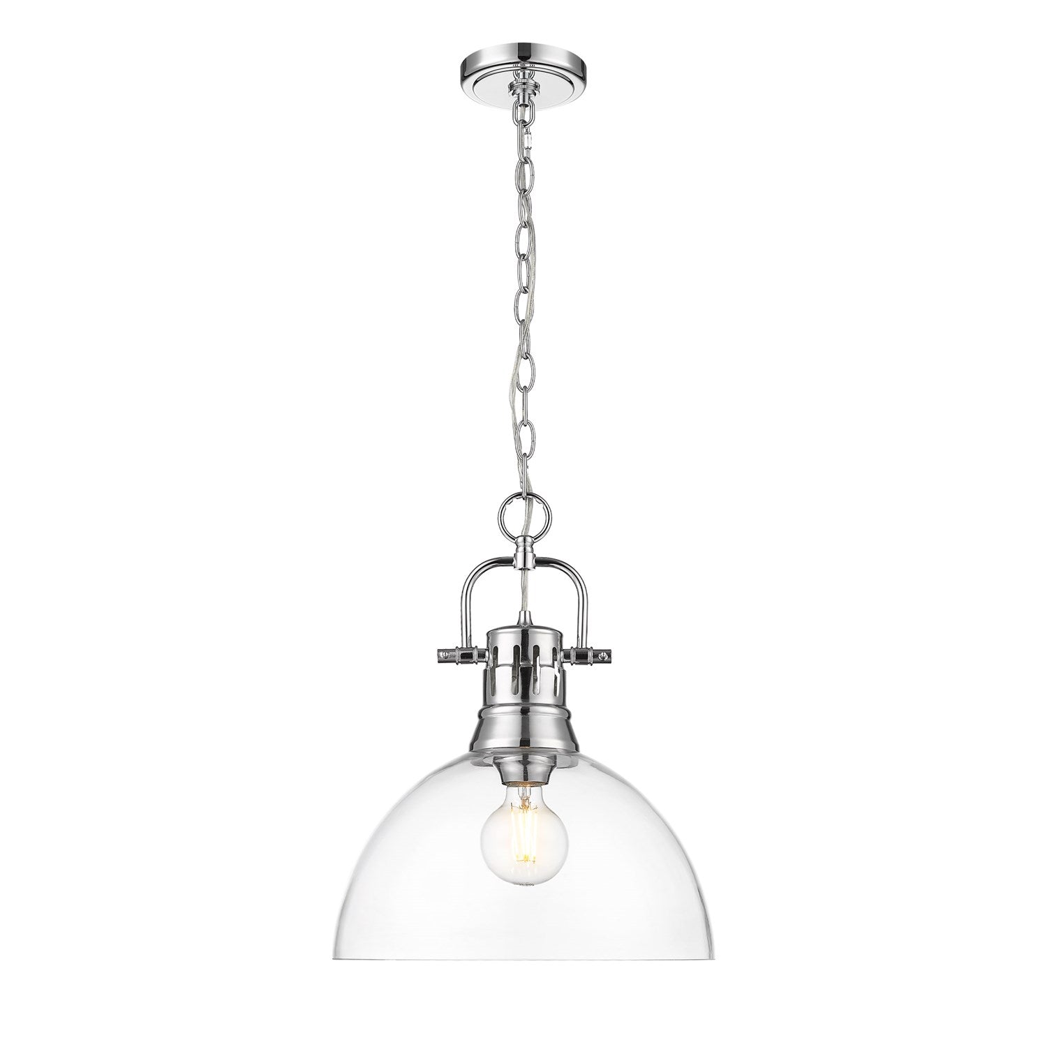 1-Light Pendant With Chain In Chrome With Clear Glass by Golden