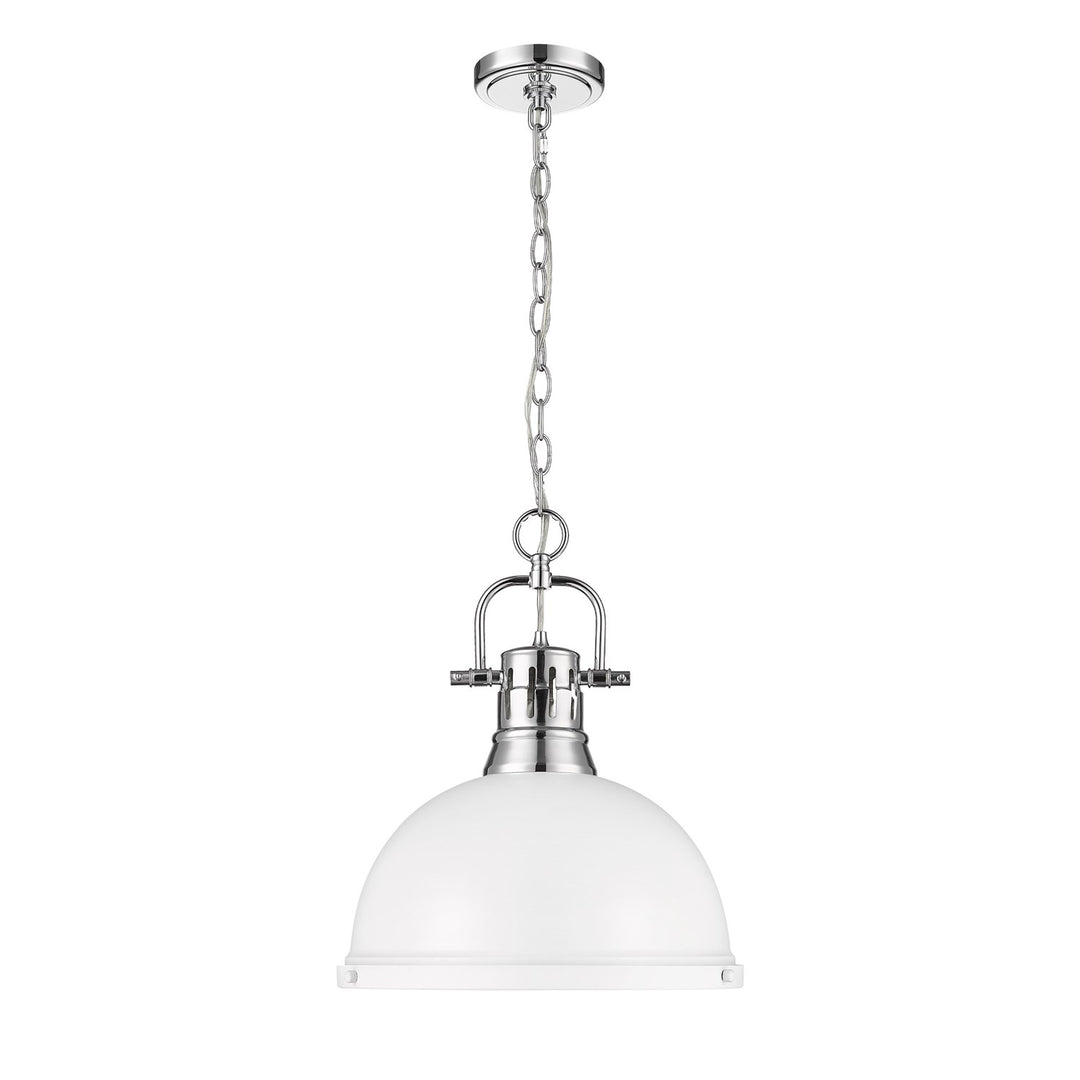 1-Light Pendant With Chain In Chrome With Matte White by Golden