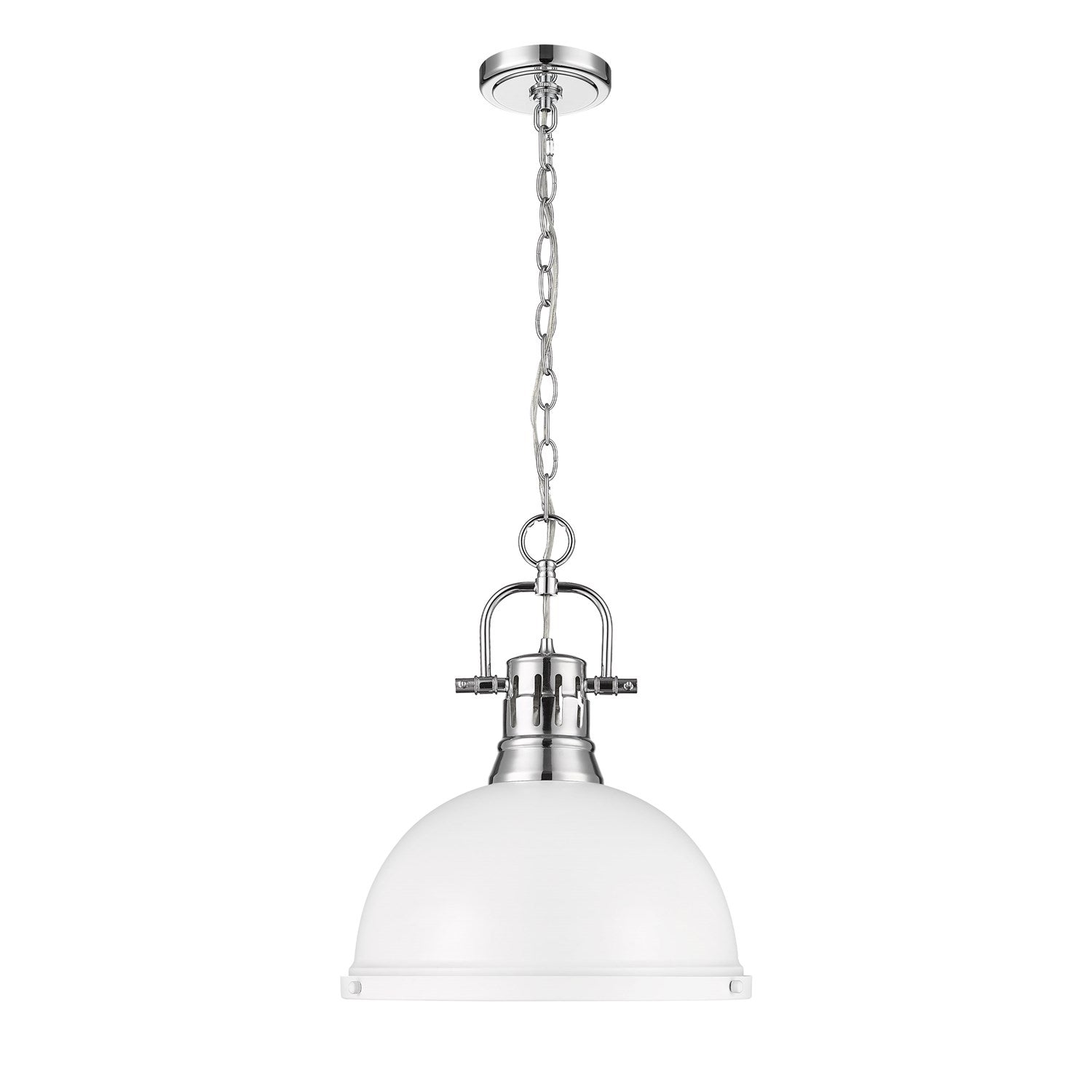1-Light Pendant With Chain In Chrome With Matte White by Golden