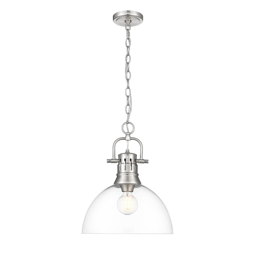 1-Light Pendant With Chain In Pewter With Clear Glass by Golden