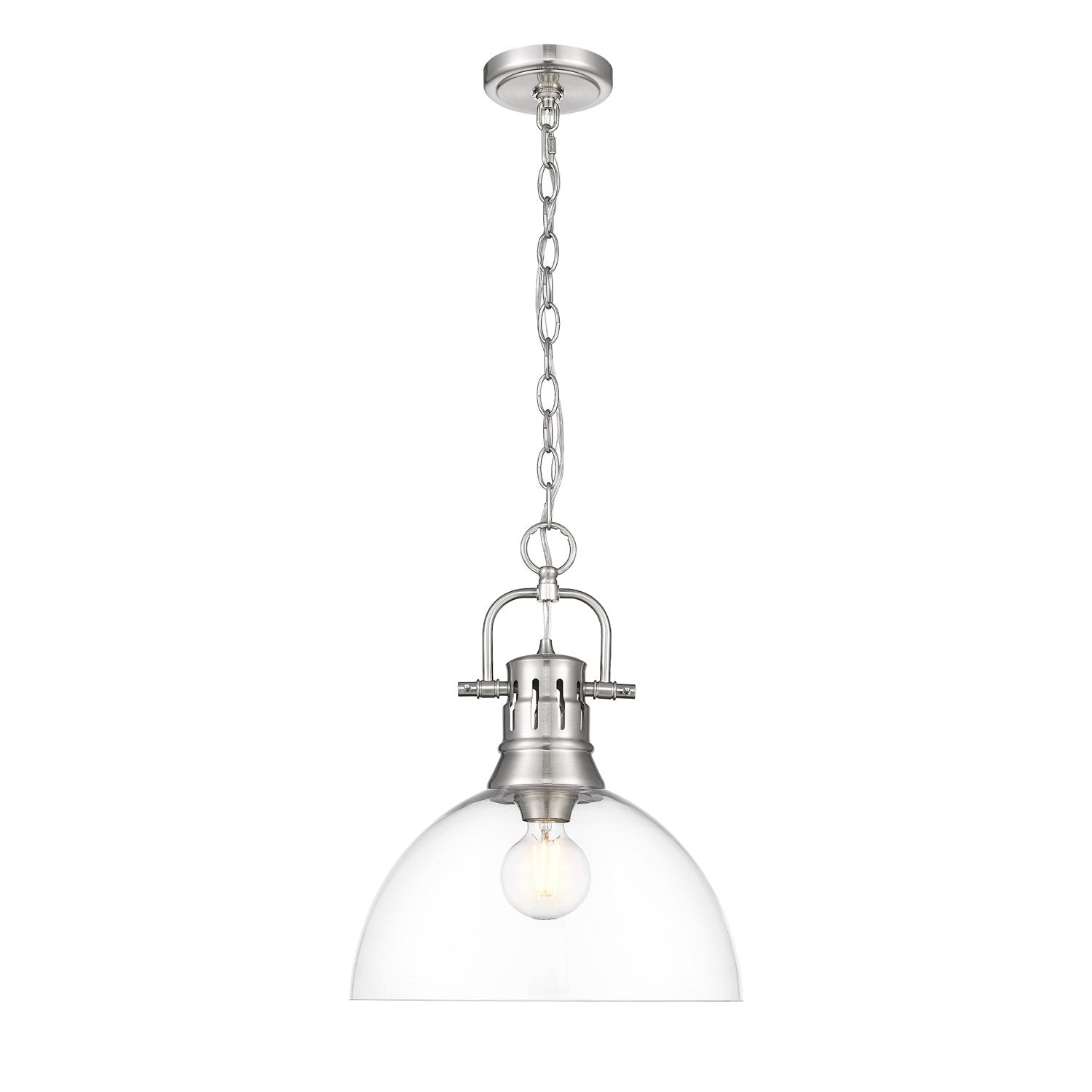 1-Light Pendant With Chain In Pewter With Clear Glass by Golden