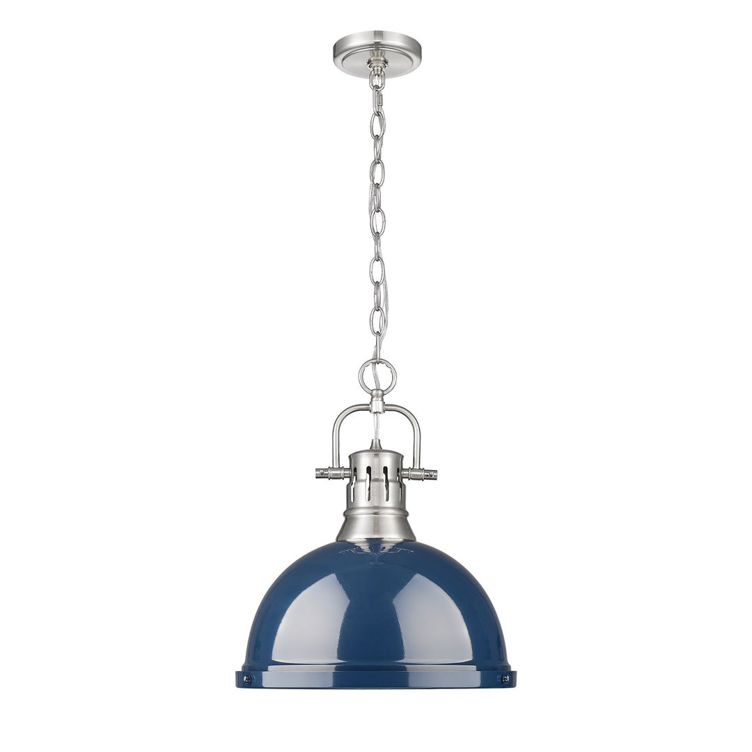 1-Light Pendant With Chain In Pewter With Matte Navy by Golden