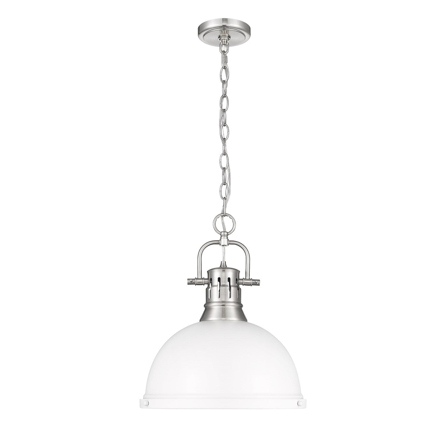 1-Light Pendant With Chain In Pewter With Matte White by Golden