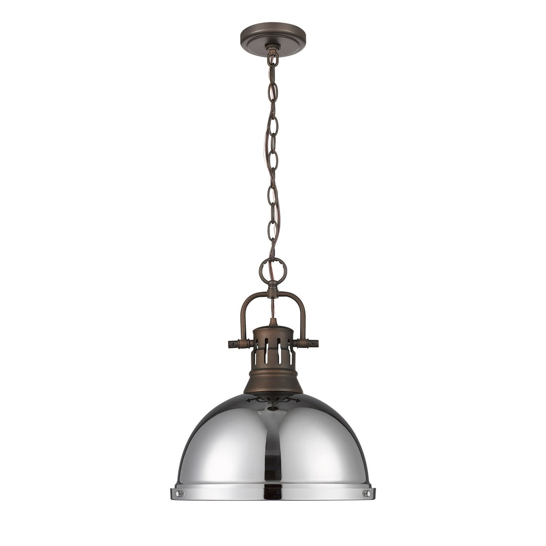 1-Light Pendant With Chain In Rubbed Bronze With Chrome by Golden