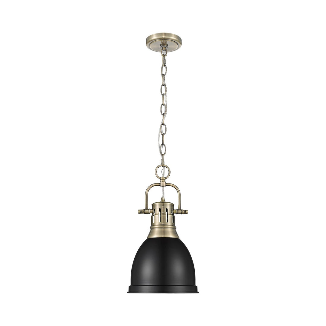 Small Pendant With Chain In Aged Brass With Matte Black by Golden