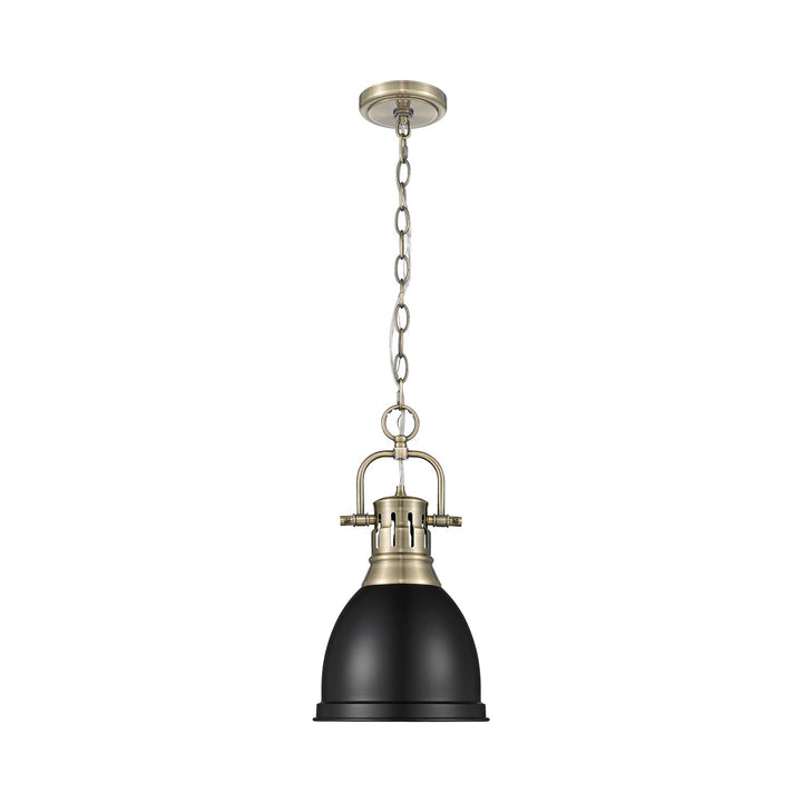 Small Pendant With Chain In Aged Brass With Matte Black by Golden