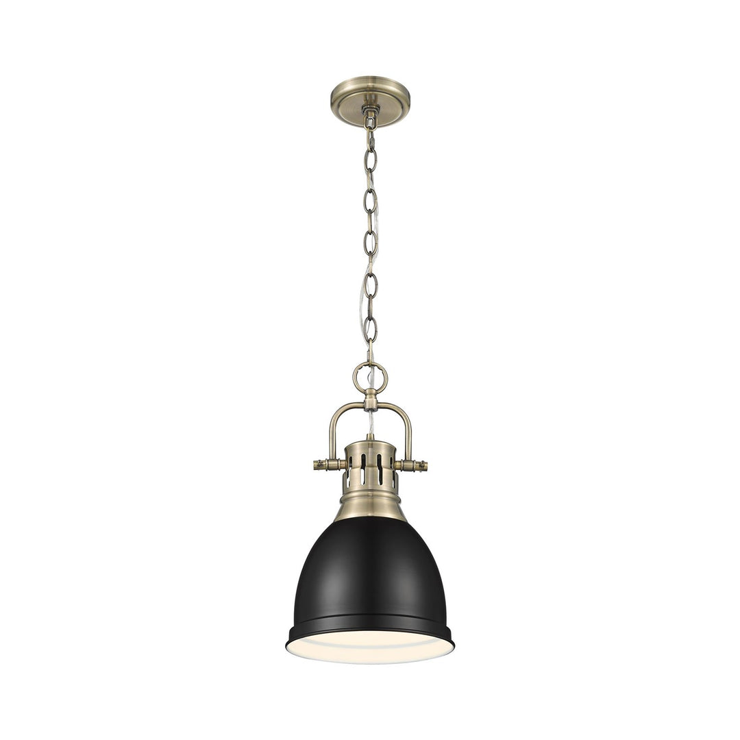 Small Pendant With Chain In Aged Brass With Matte Black