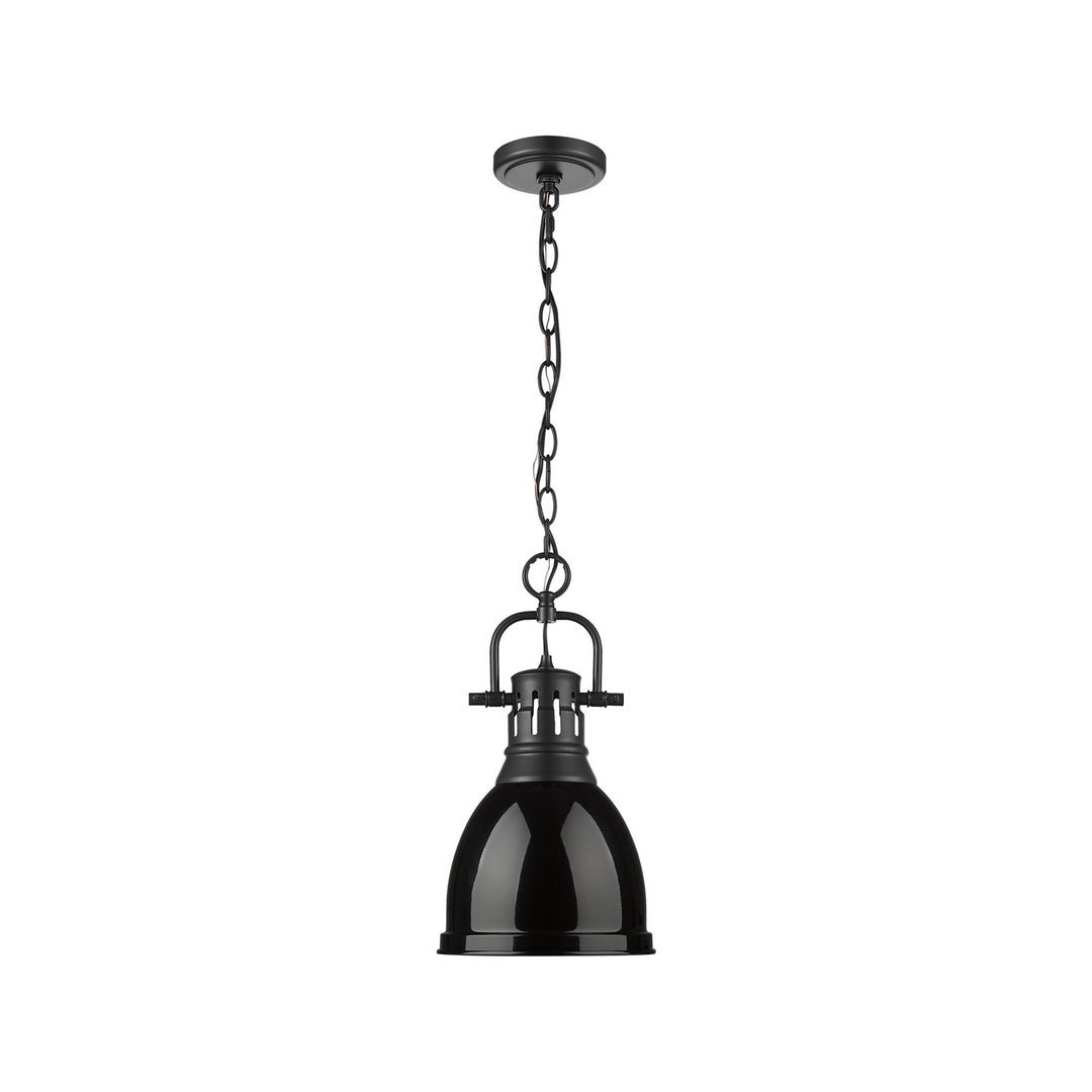 Small Pendant With Chain In Matte Black With Black by Golden