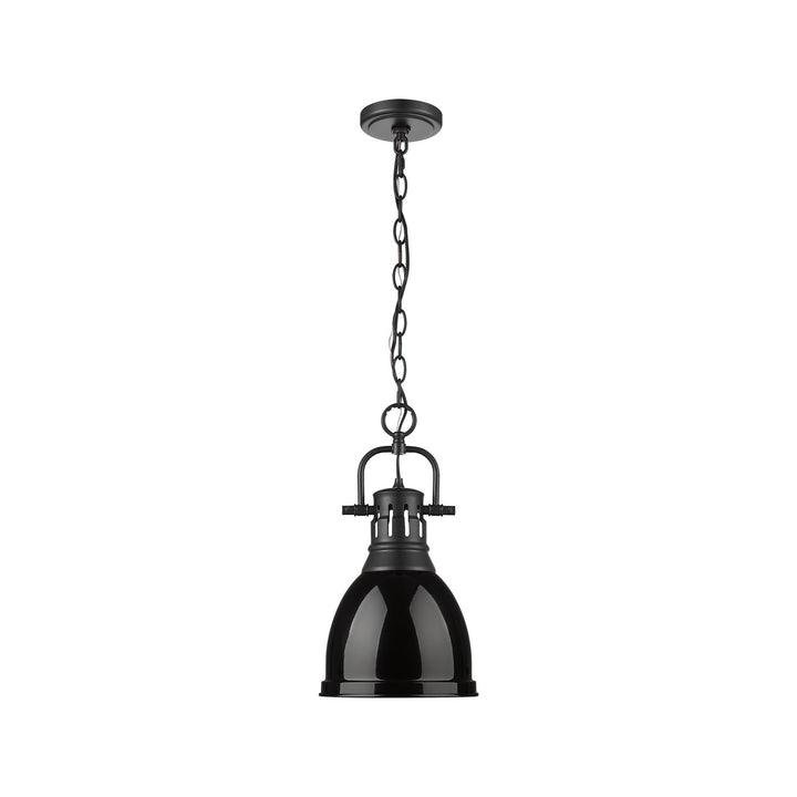 Small Pendant With Chain In Matte Black With Black by Golden