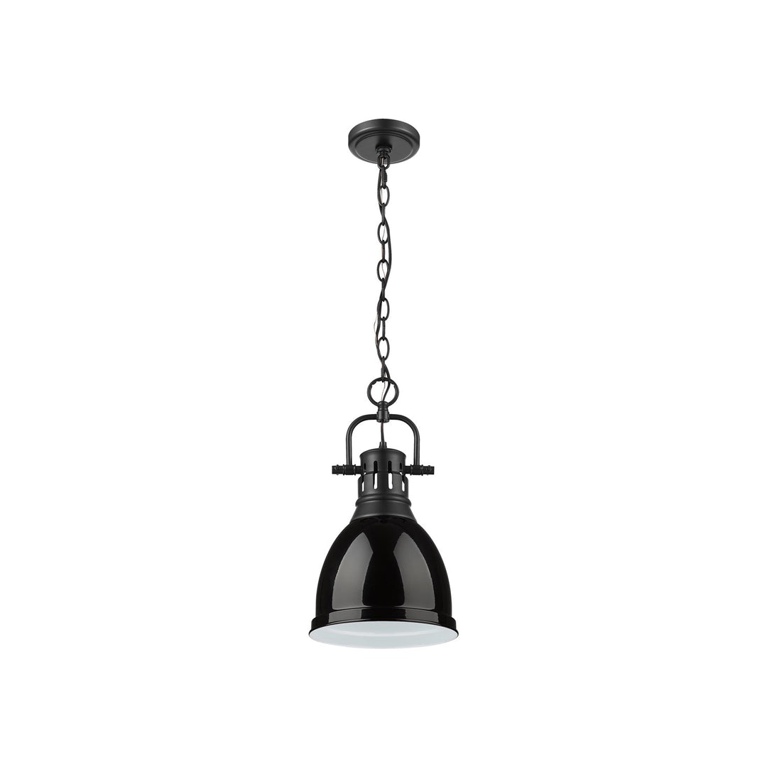 Small Pendant With Chain In Matte Black With Black