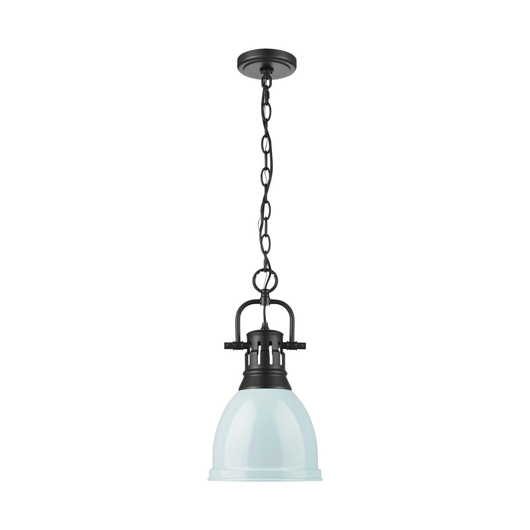 Small Pendant With Chain In Matte Black With Seafoam by Golden