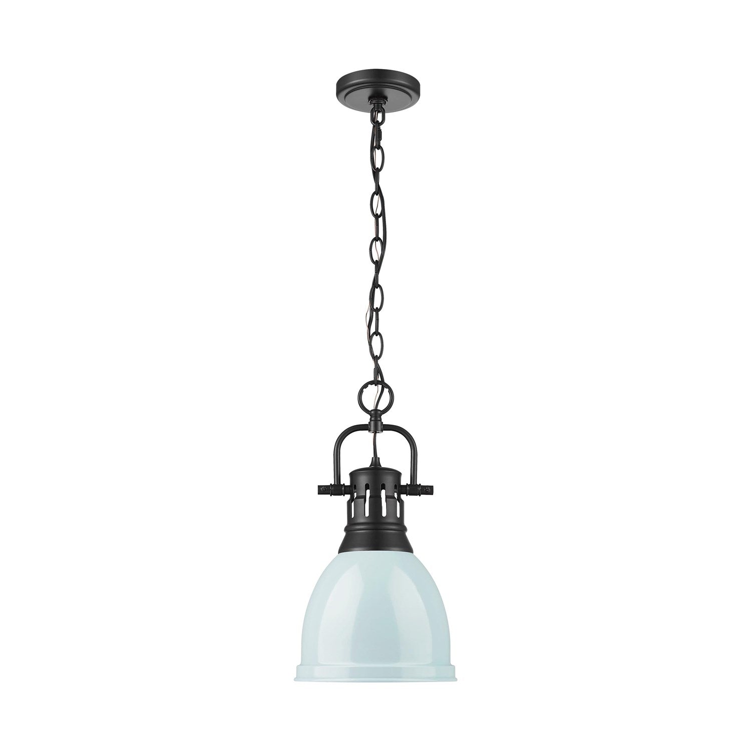 Small Pendant With Chain In Matte Black With Seafoam by Golden