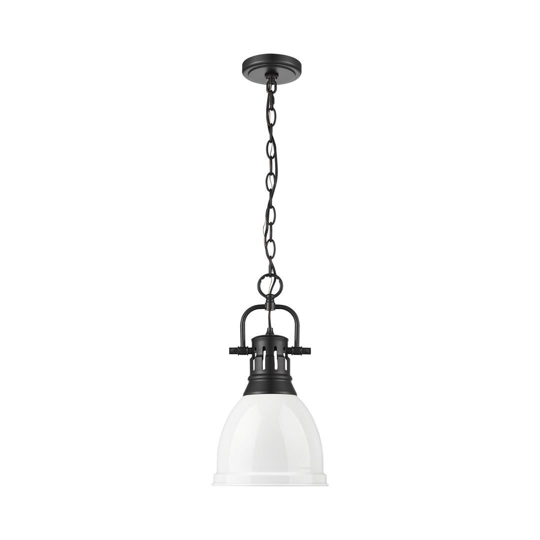 Small Pendant With Chain In Matte Black With White by Golden