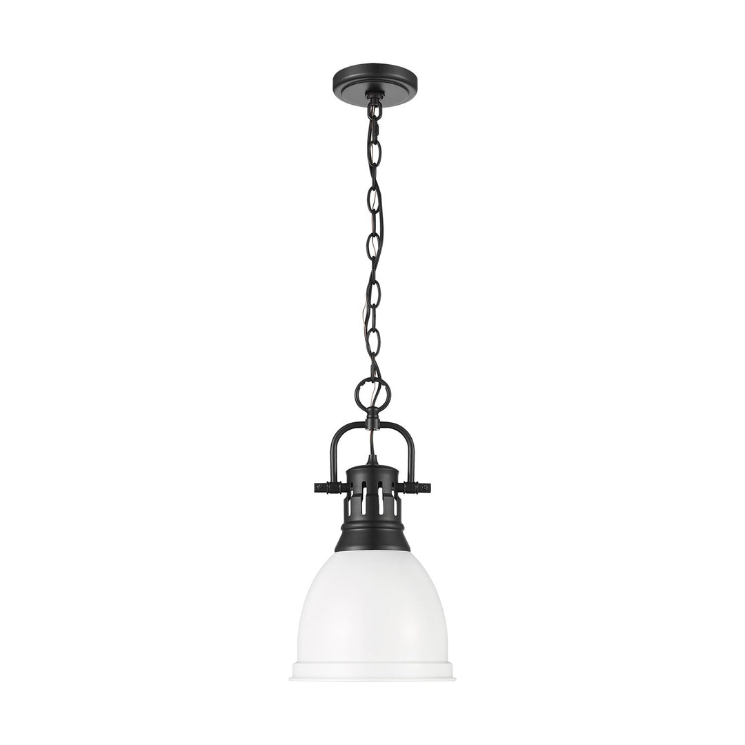 Small Pendant With Chain In Matte Black With Matte White by Golden