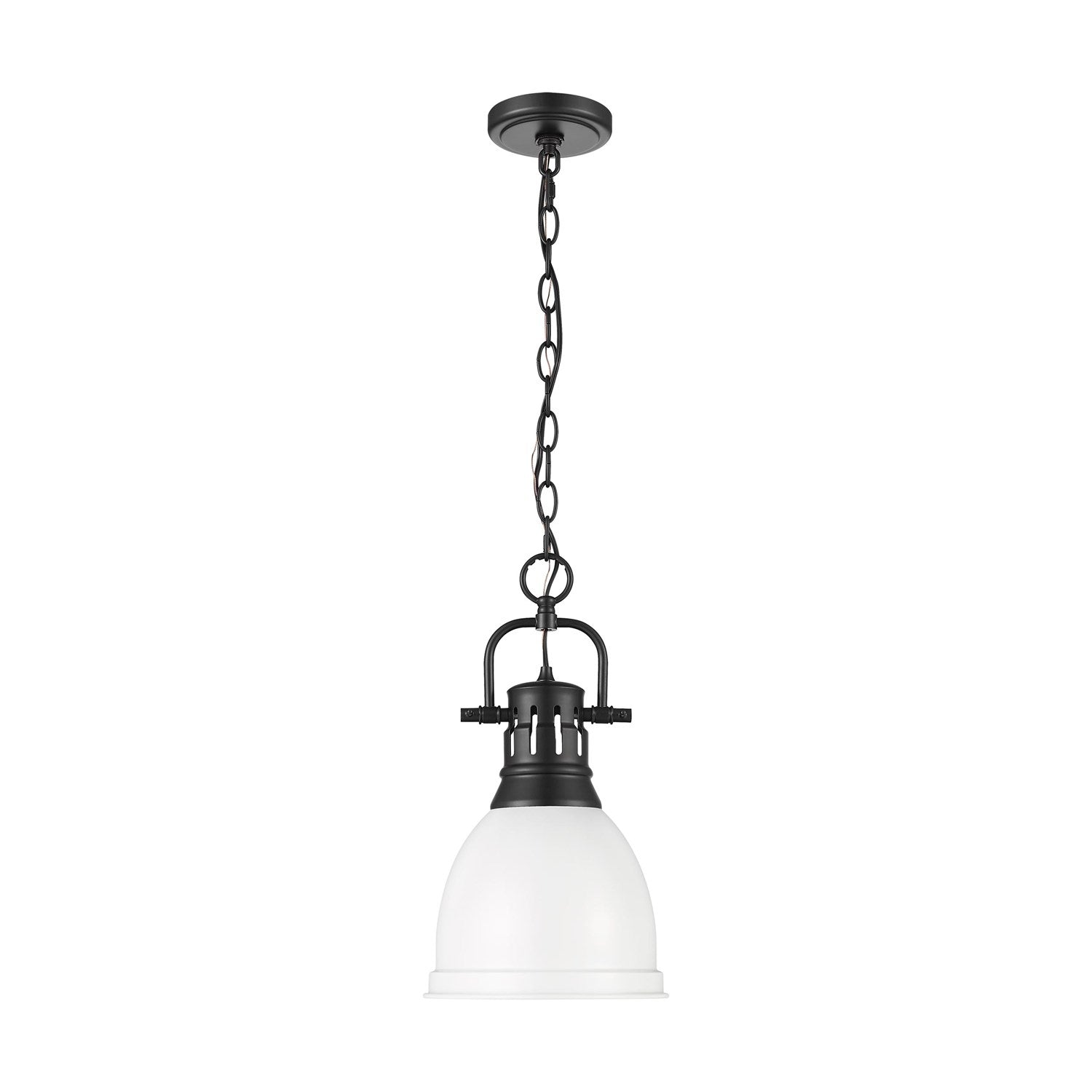 Small Pendant With Chain In Matte Black With Matte White by Golden
