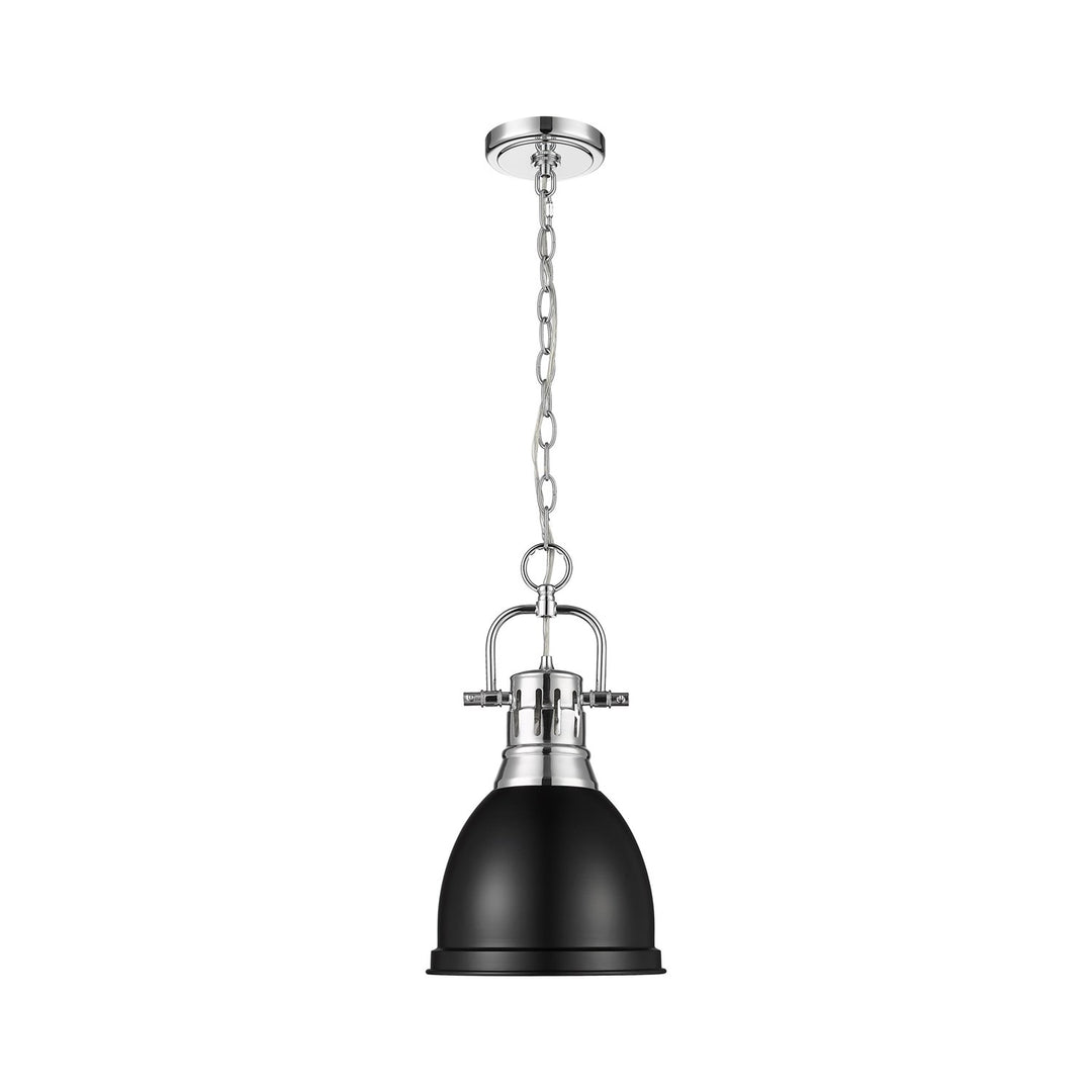 Small Pendant With Chain In Chrome With Matte Black by Golden