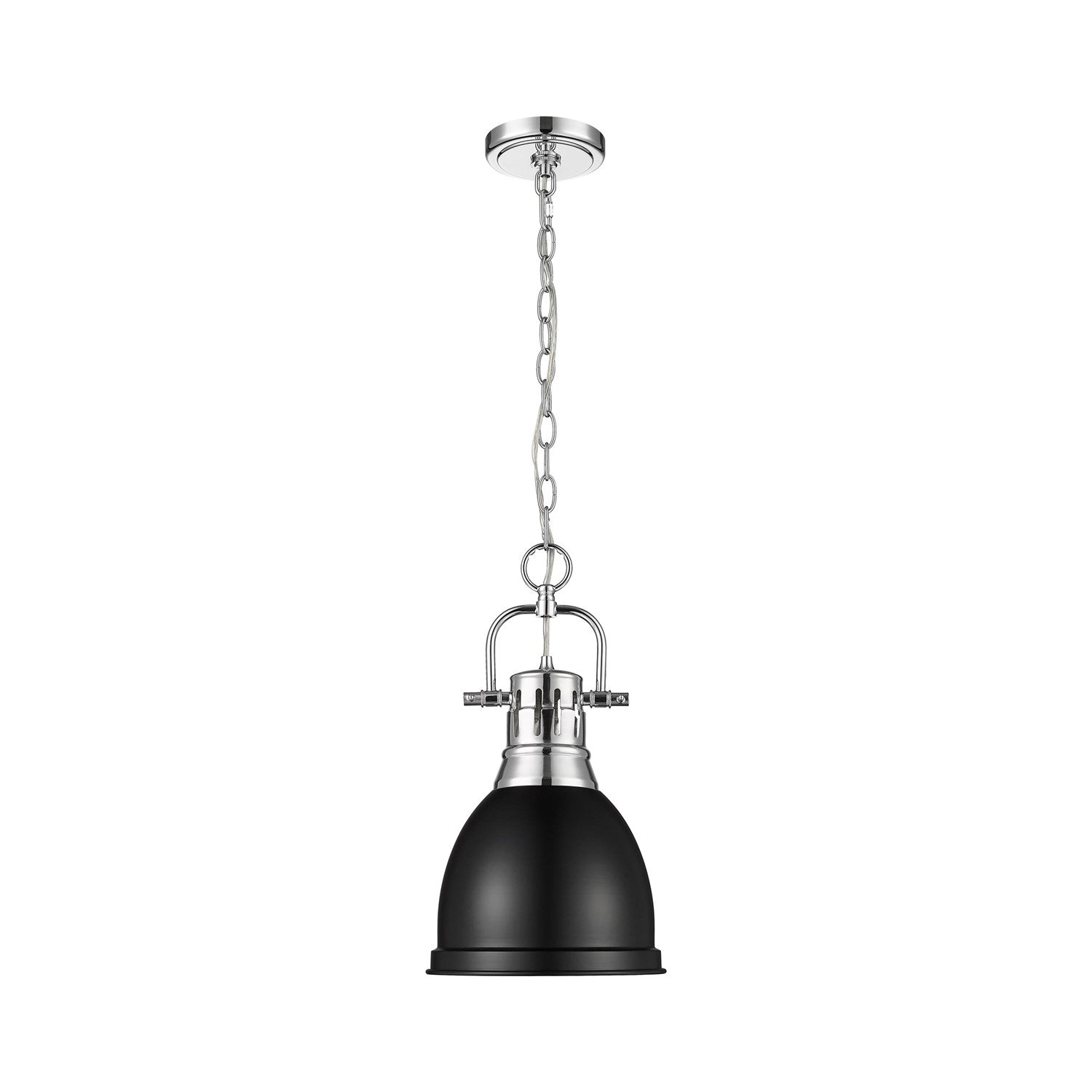 Small Pendant With Chain In Chrome With Matte Black by Golden