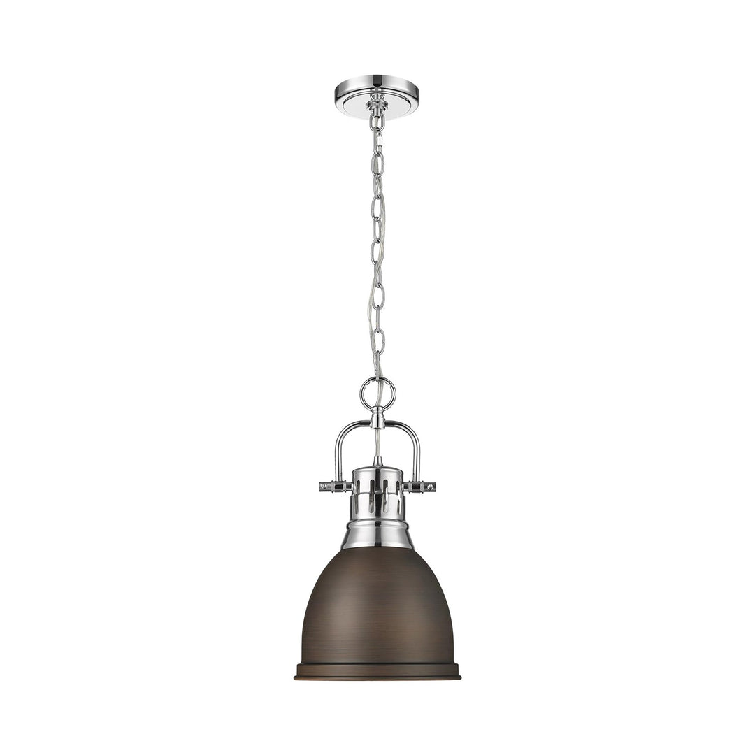 Small Pendant With Chain In Chrome With Rubbed Bronze by Golden