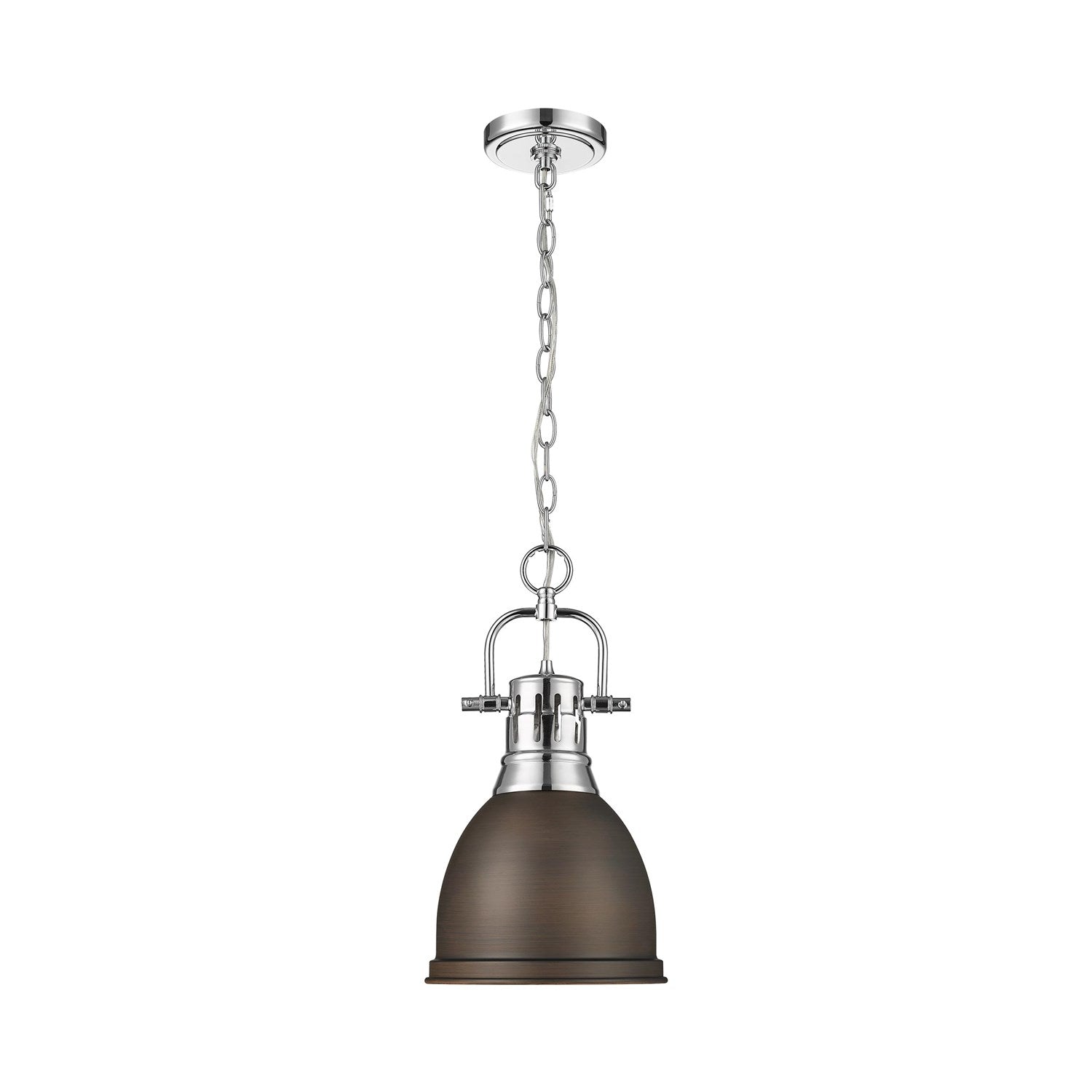 Small Pendant With Chain In Chrome With Rubbed Bronze by Golden