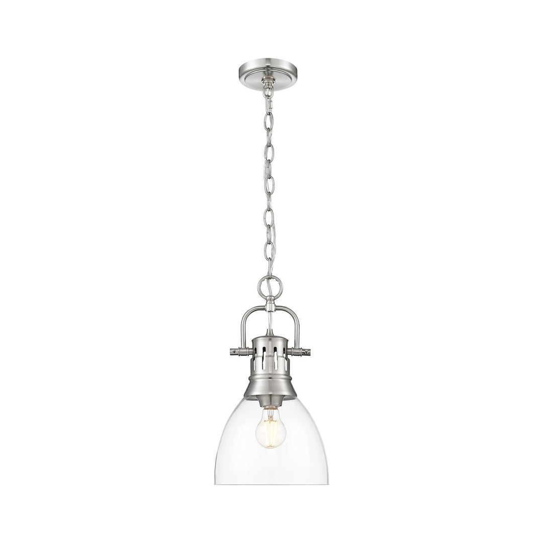 Small Pendant With Chain In Pewter With Clear Glass by Golden