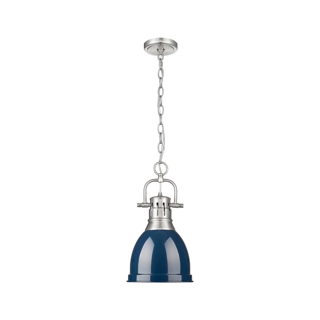 Small Pendant With Chain In Pewter With Matte Navy by Golden