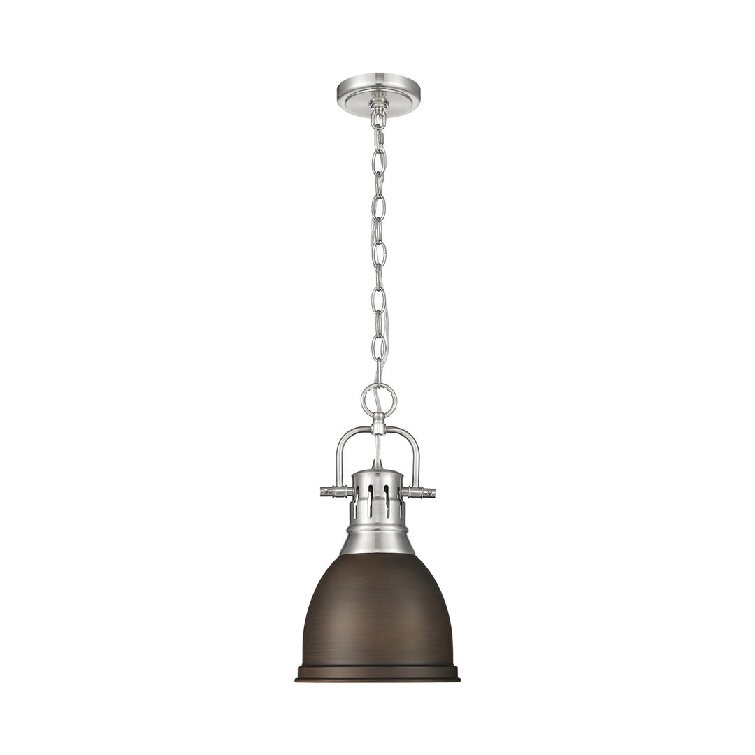 Small Pendant With Chain In Pewter With Rubbed Bronze by Golden