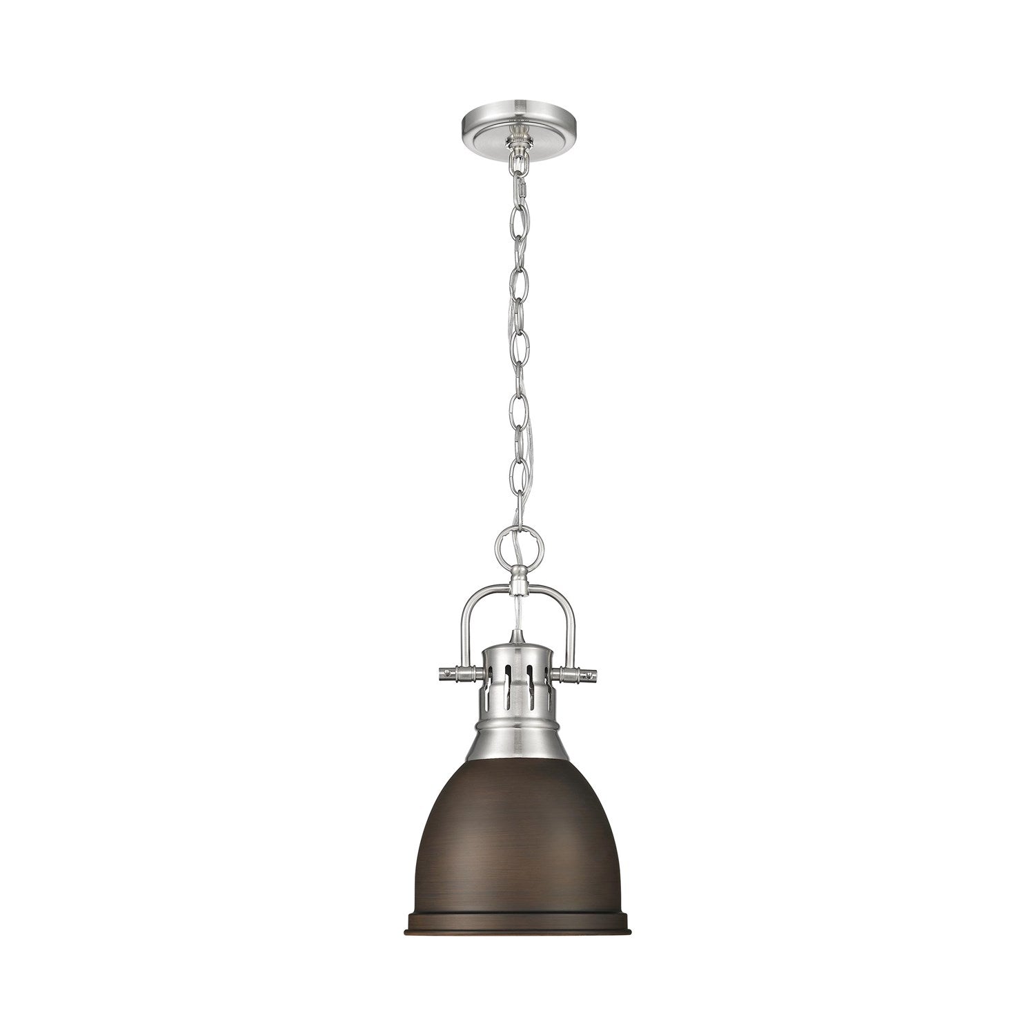 Small Pendant With Chain In Pewter With Rubbed Bronze by Golden
