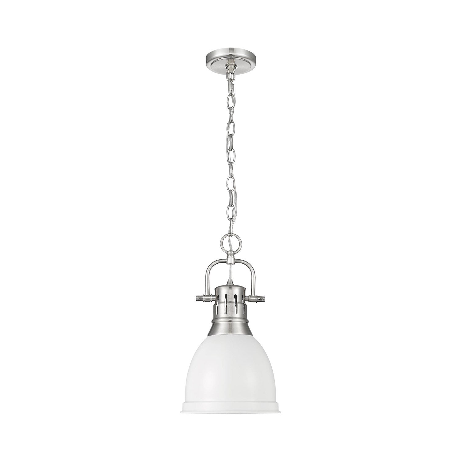 Small Pendant With Chain In Pewter With Matte White by Golden