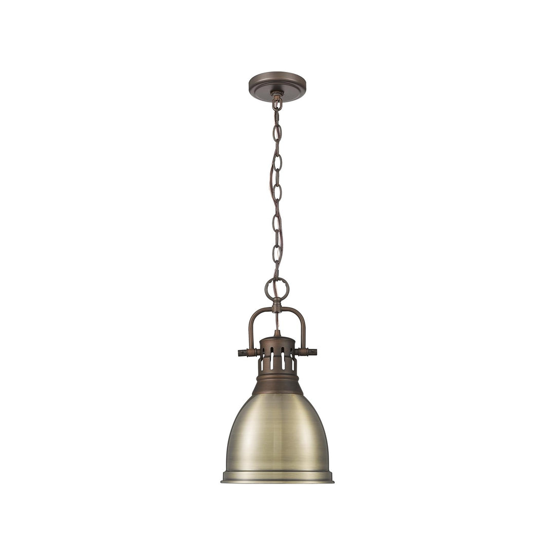 Small Pendant With Chain In Rubbed Bronze With Aged Brass by Golden
