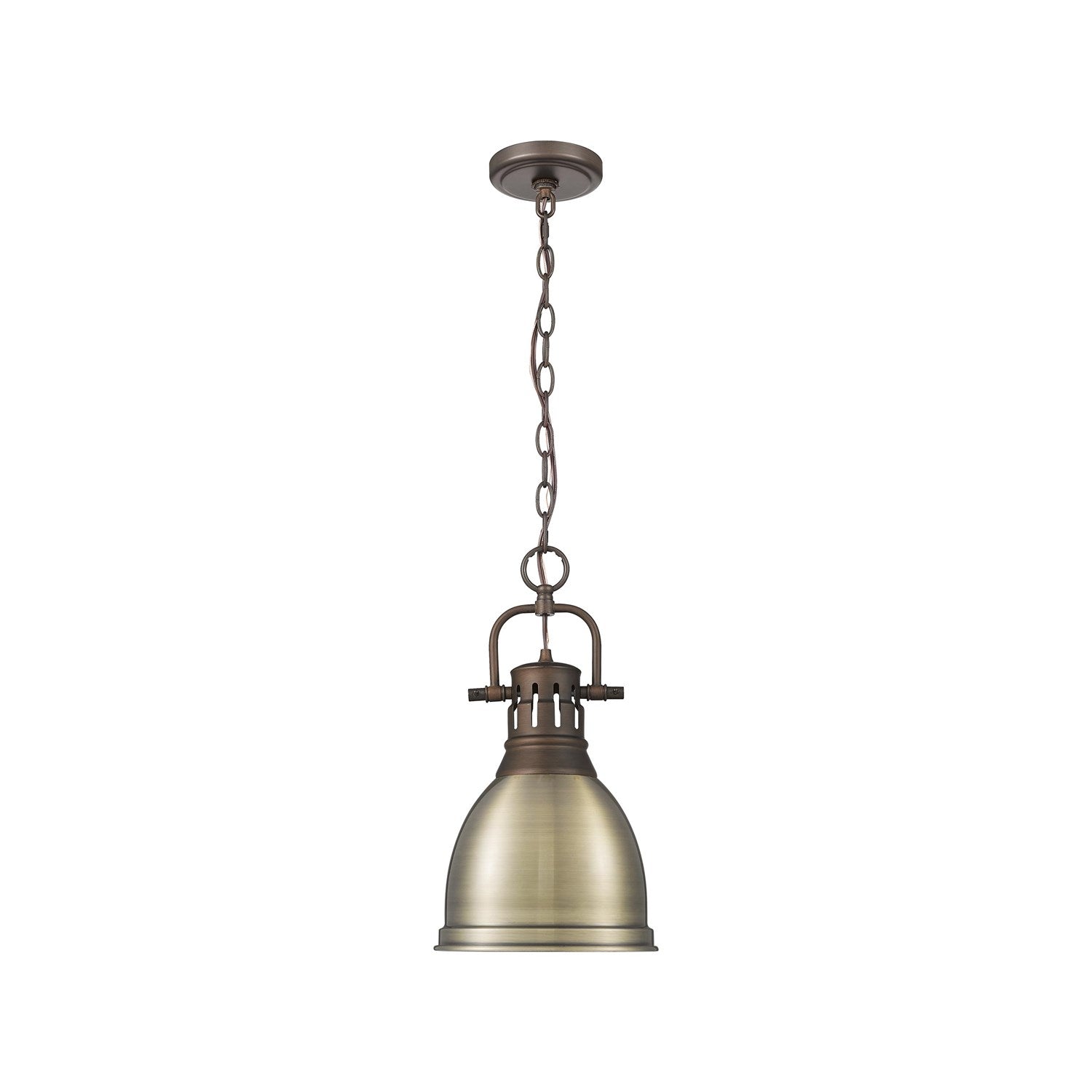 Small Pendant With Chain In Rubbed Bronze With Aged Brass by Golden