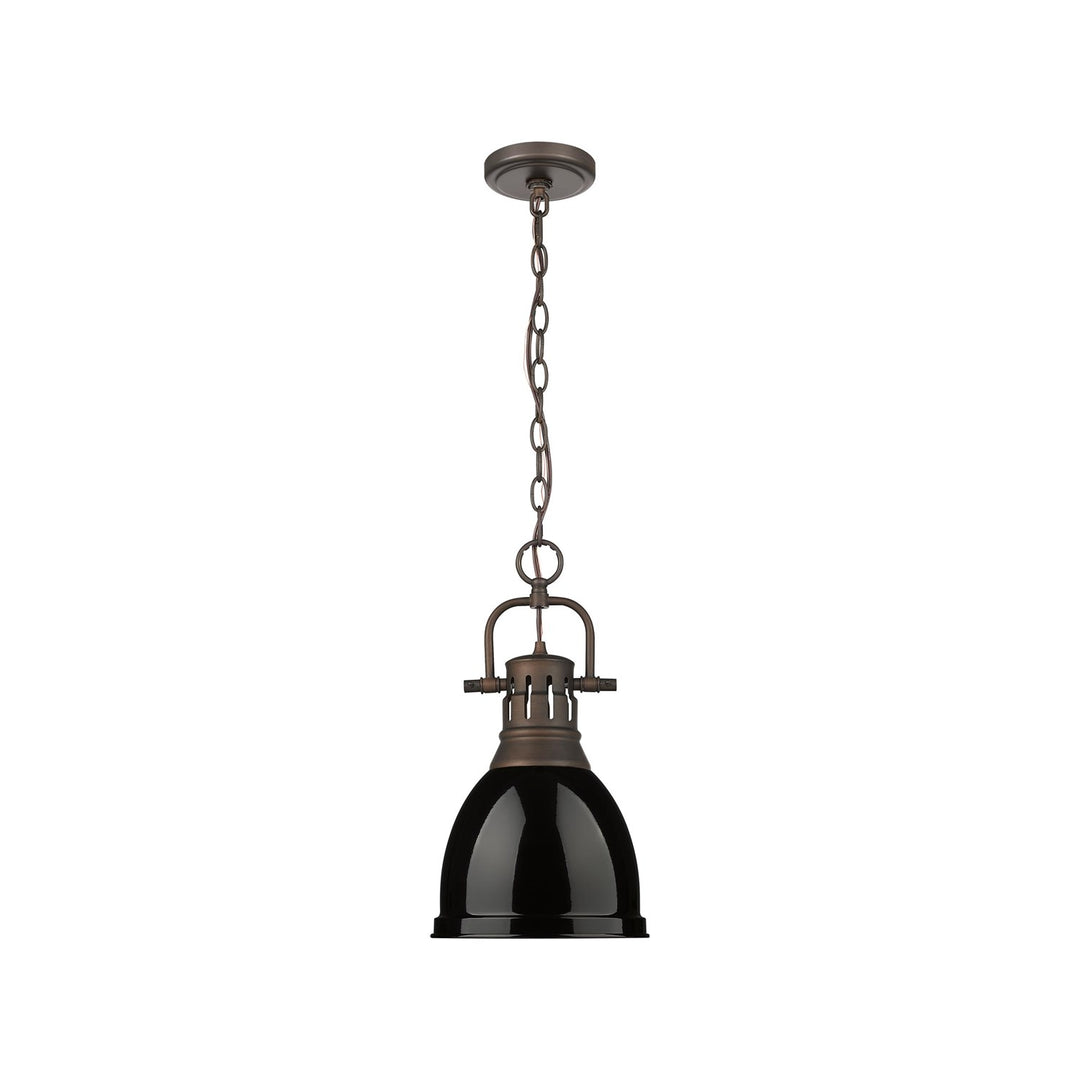 Small Pendant With Chain In Rubbed Bronze With Black by Golden