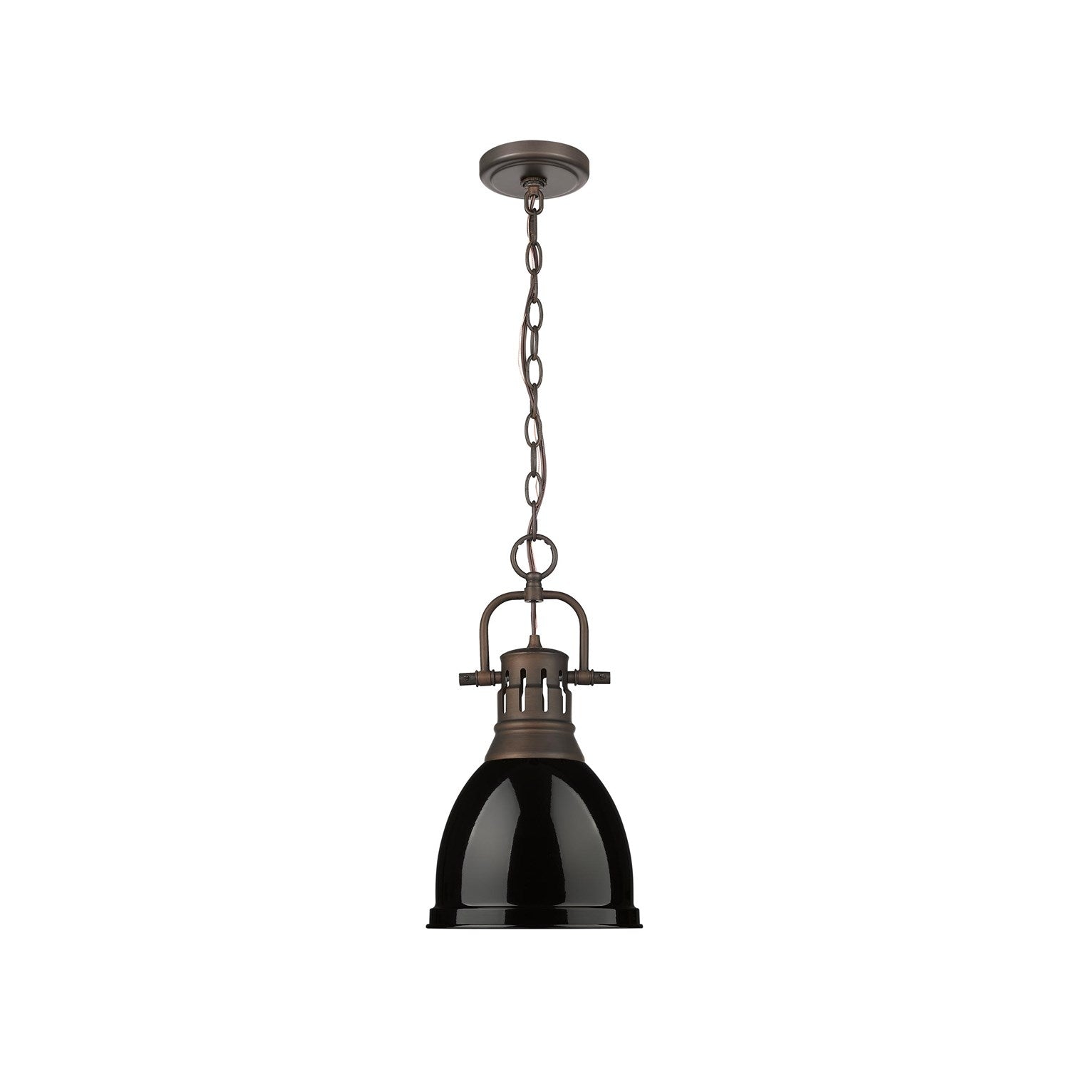Small Pendant With Chain In Rubbed Bronze With Black by Golden