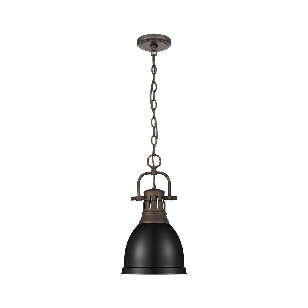 Small Pendant With Chain In Rubbed Bronze With Matte Black by Golden