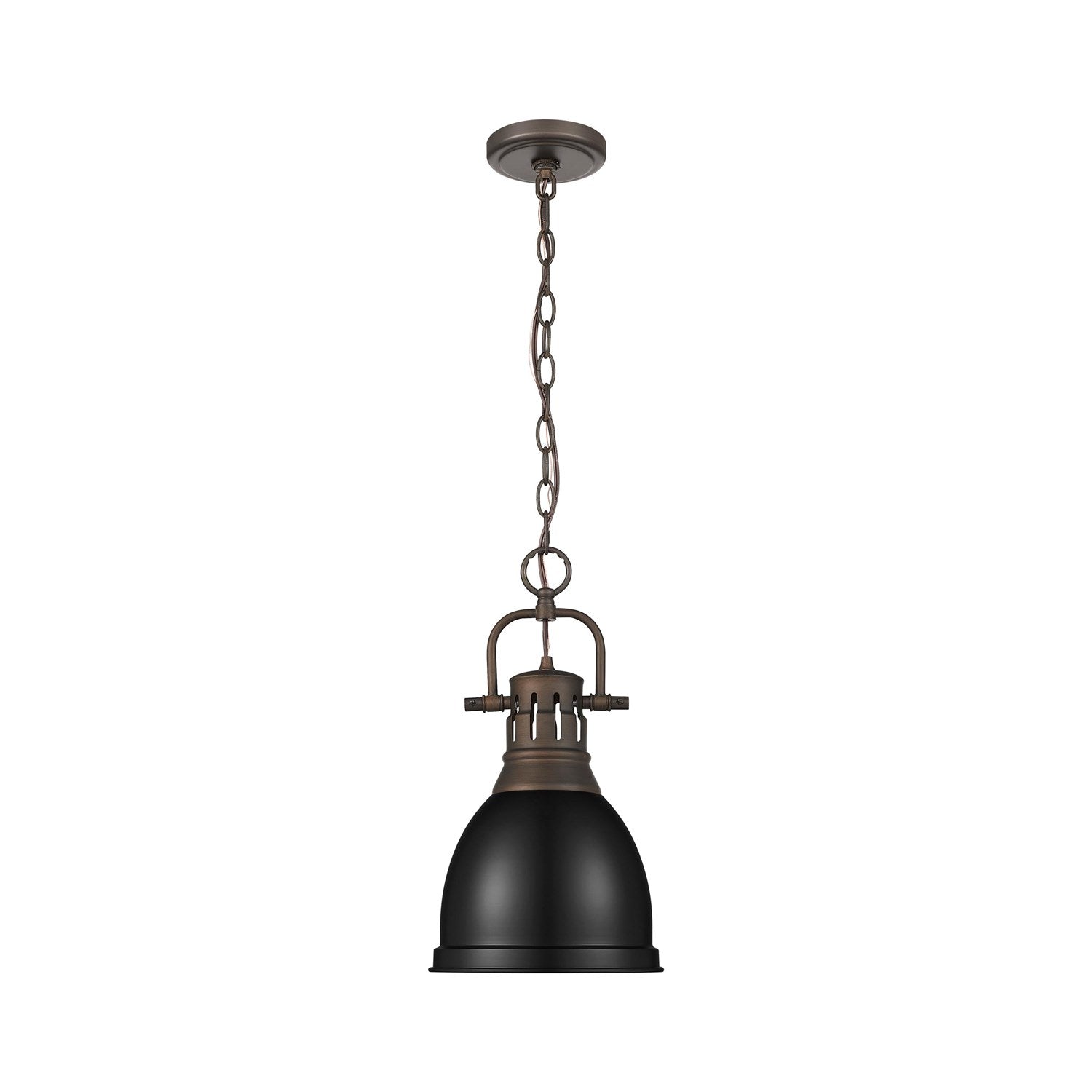 Small Pendant With Chain In Rubbed Bronze With Matte Black by Golden