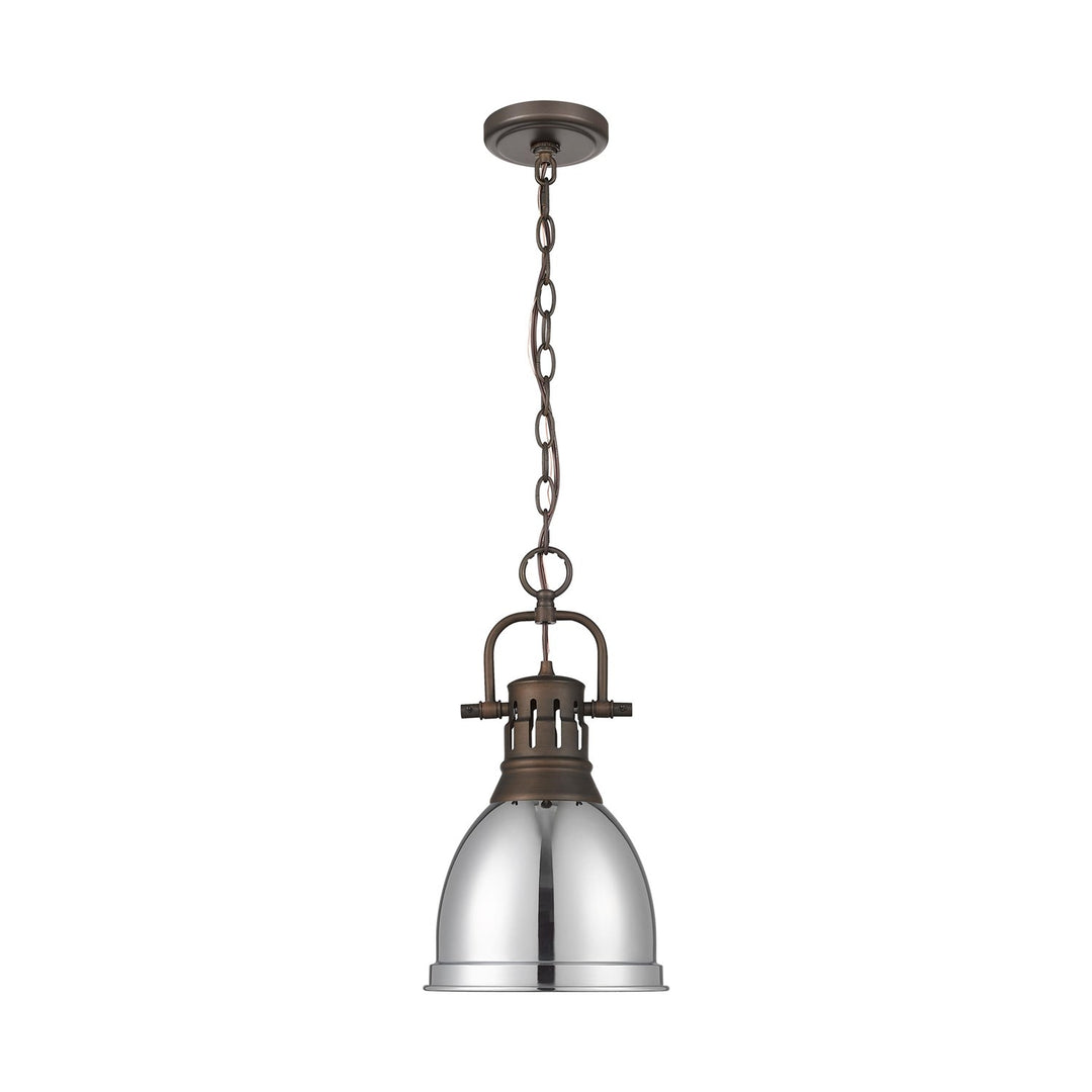 Small Pendant With Chain In Rubbed Bronze With Chrome by Golden
