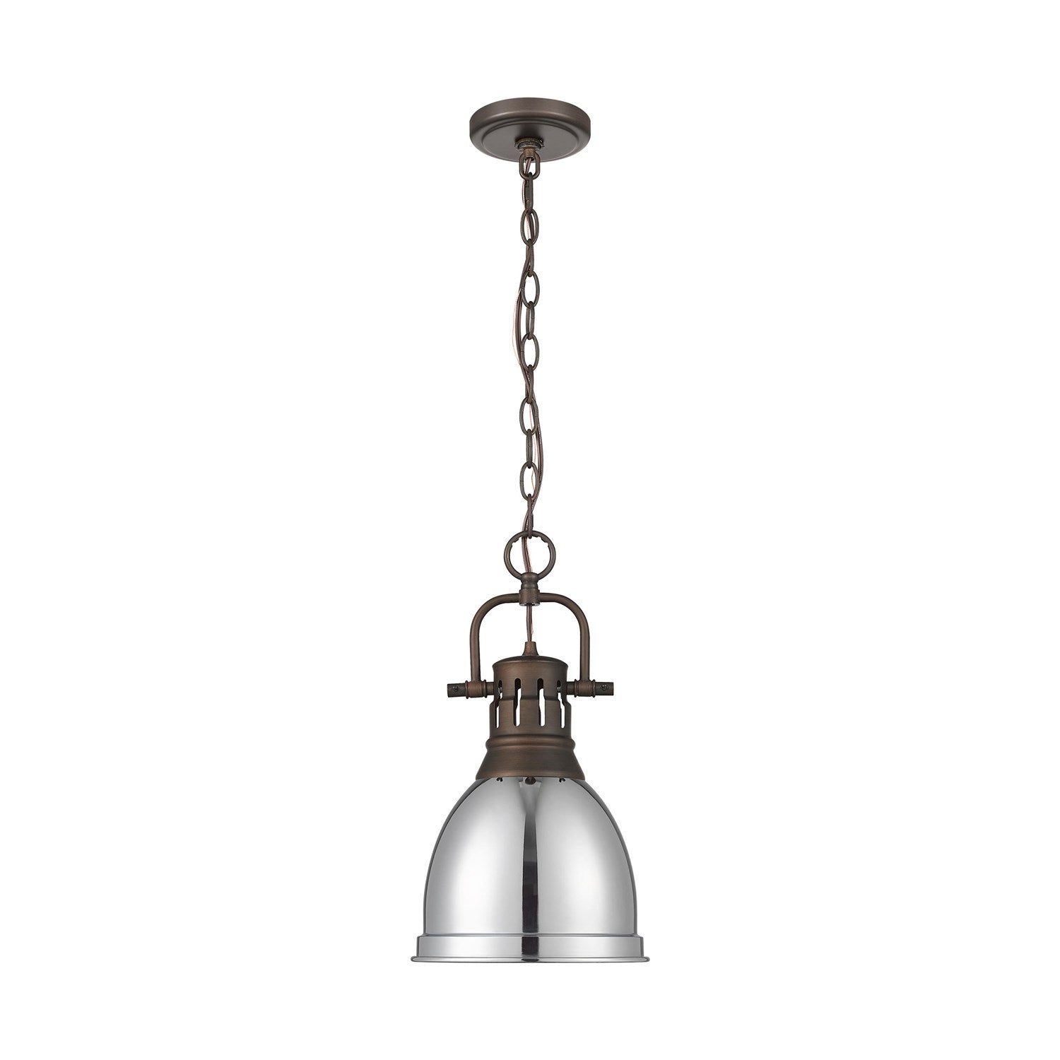 Small Pendant With Chain In Rubbed Bronze With Chrome by Golden