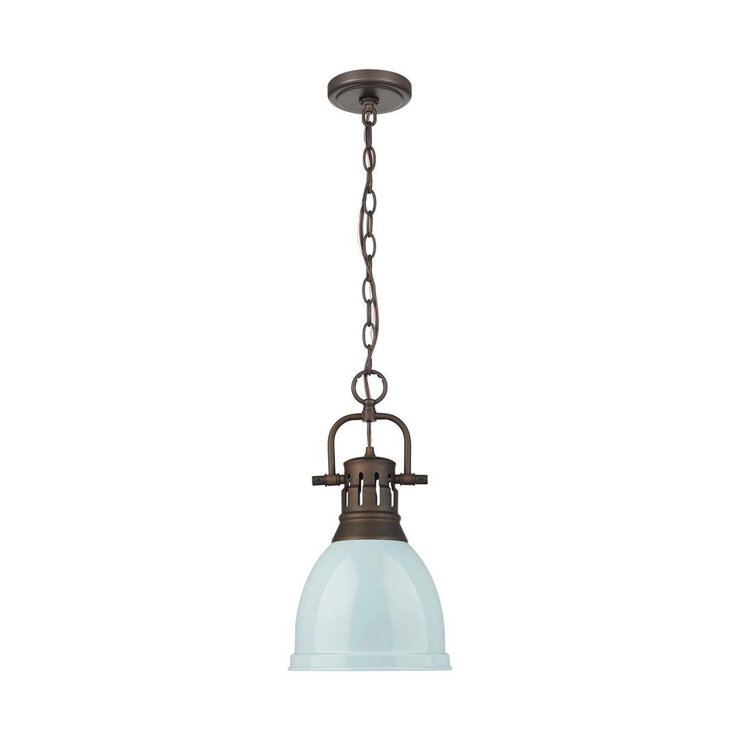 Small Pendant With Chain In Rubbed Bronze With Seafoam by Golden