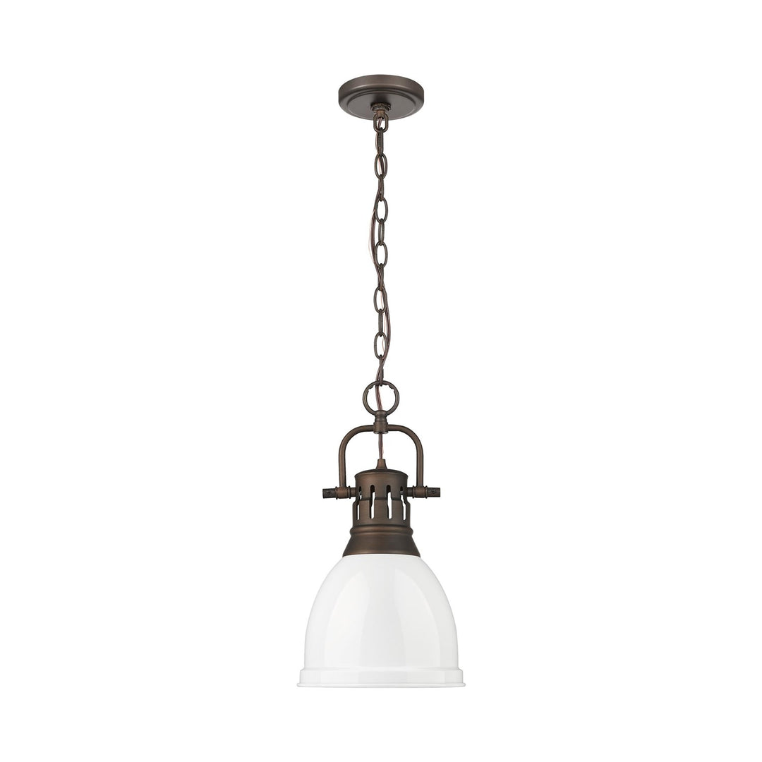 Small Pendant With Chain In Rubbed Bronze With White by Golden