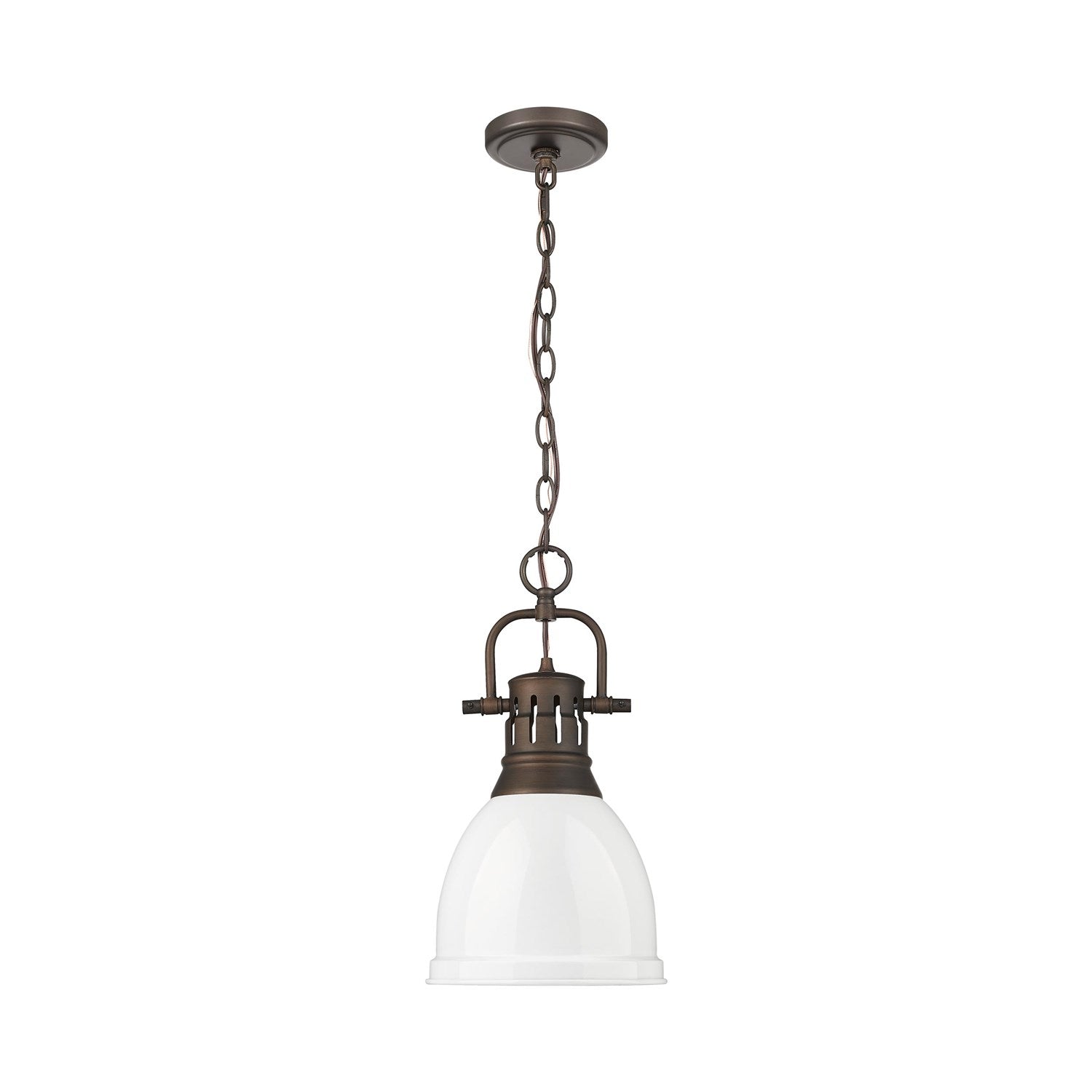 Small Pendant With Chain In Rubbed Bronze With White by Golden