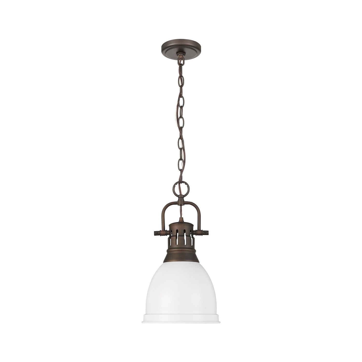 Small Pendant With Chain In Rubbed Bronze With Matte White by Golden