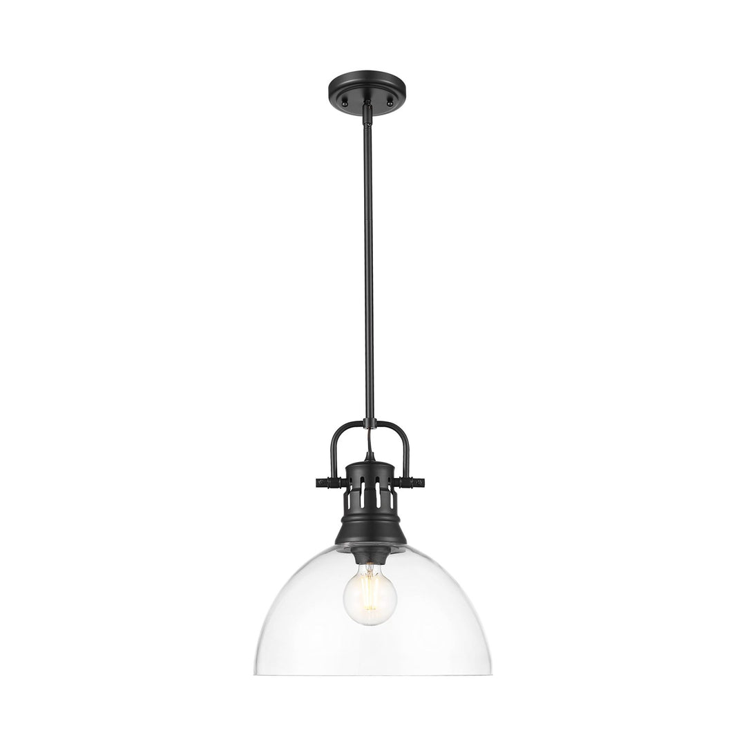 1-Light Pendant With Rod In Matte Black With Clear Glass by Golden