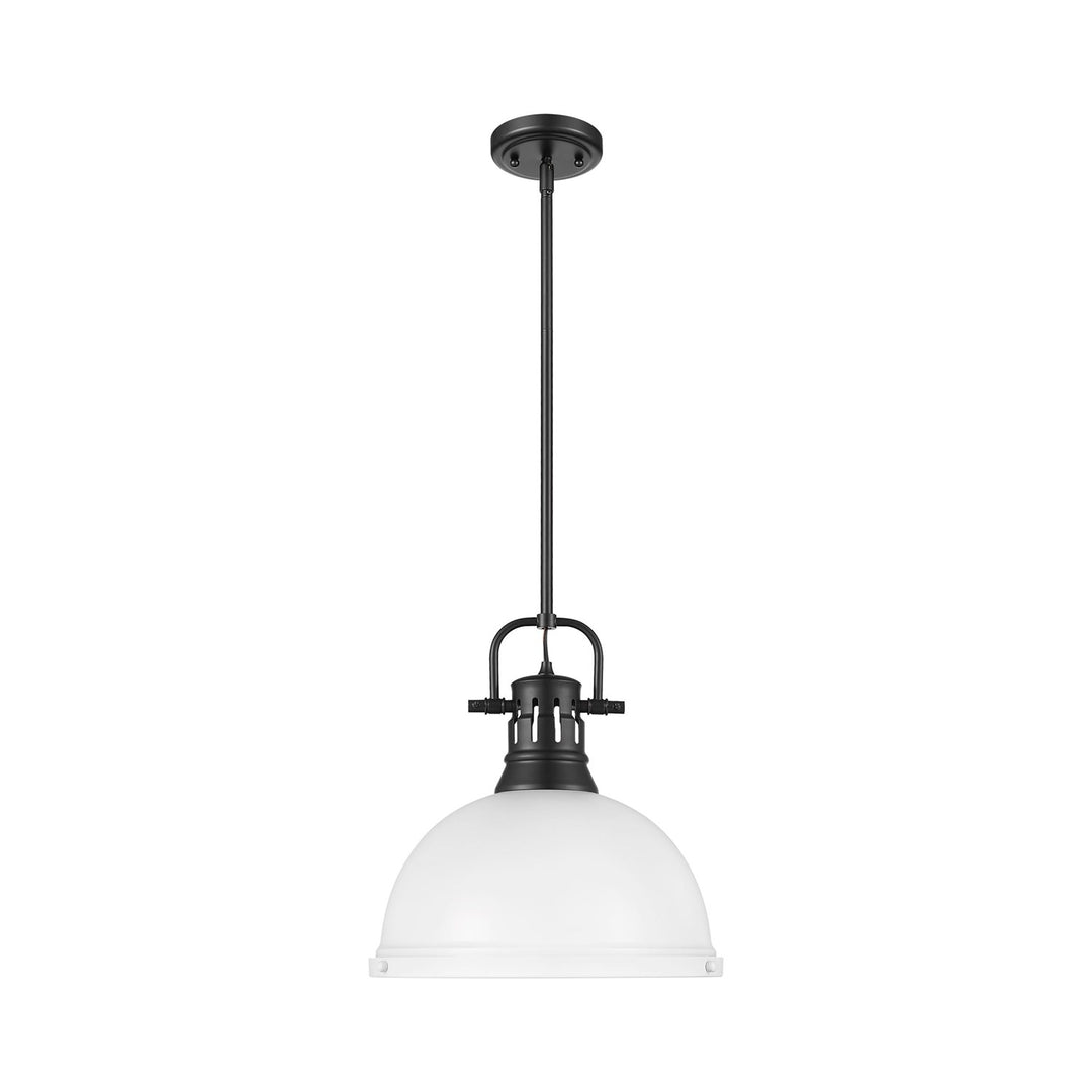 1-Light Pendant With Rod In Matte Black With Matte White by Golden