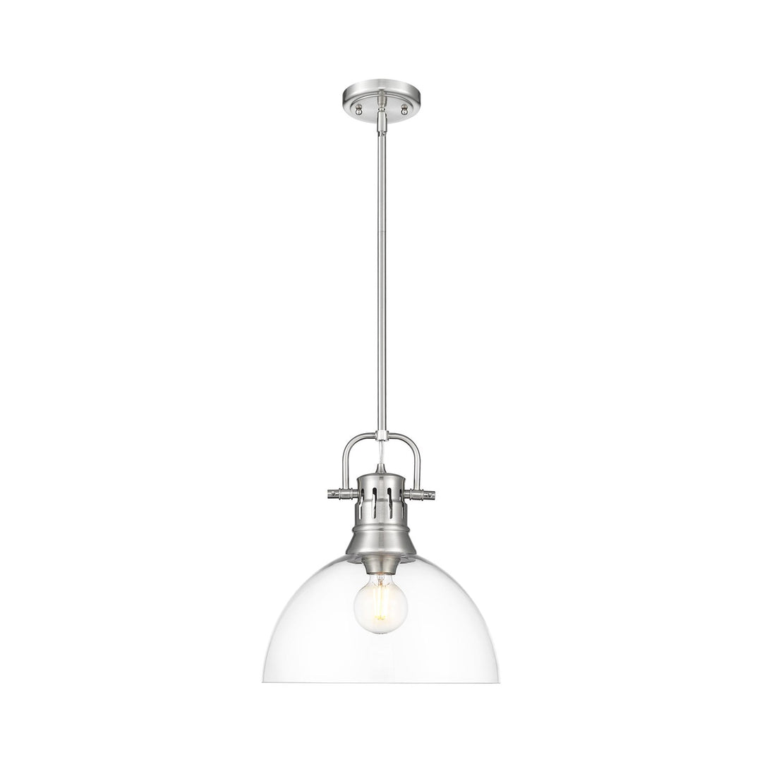 1-Light Pendant With Rod In Pewter With Clear Glass by Golden